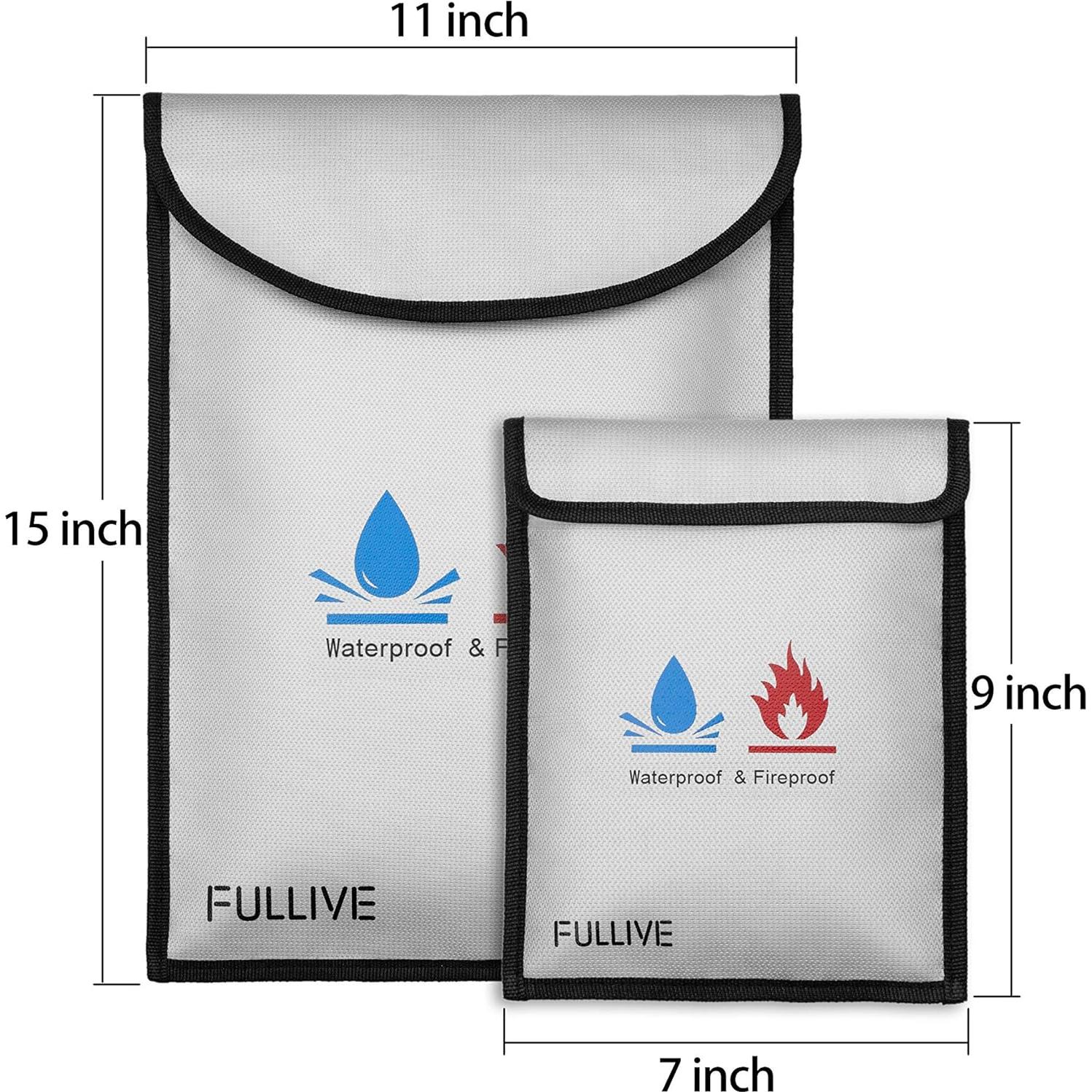 Bolsa Ignífuga Fullive 15x11 y 7x9 cm, Impermeable y Segura