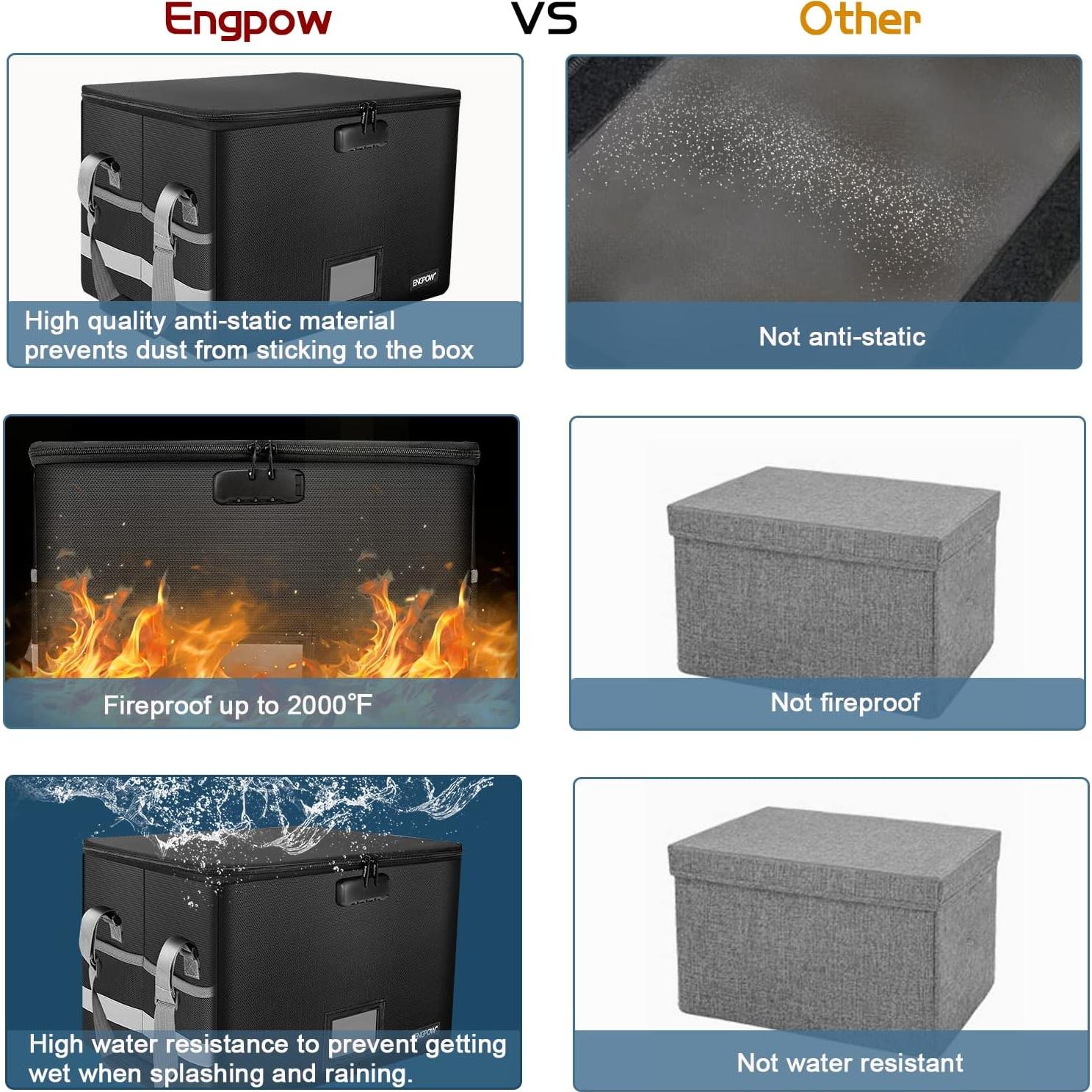 Caja de archivo a prueba de fuego ENGPOW con cerradura 33L