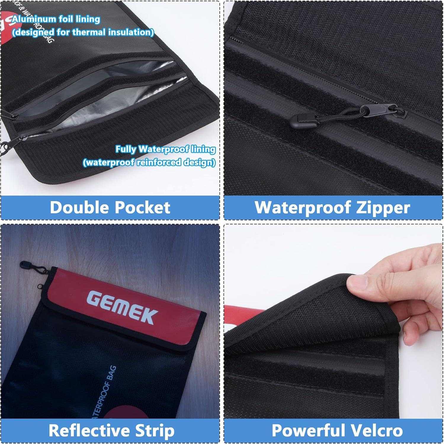 Bolsa de Documentos a Prueba de Fuego GEMEK 38x28cm 2 Cremalleras