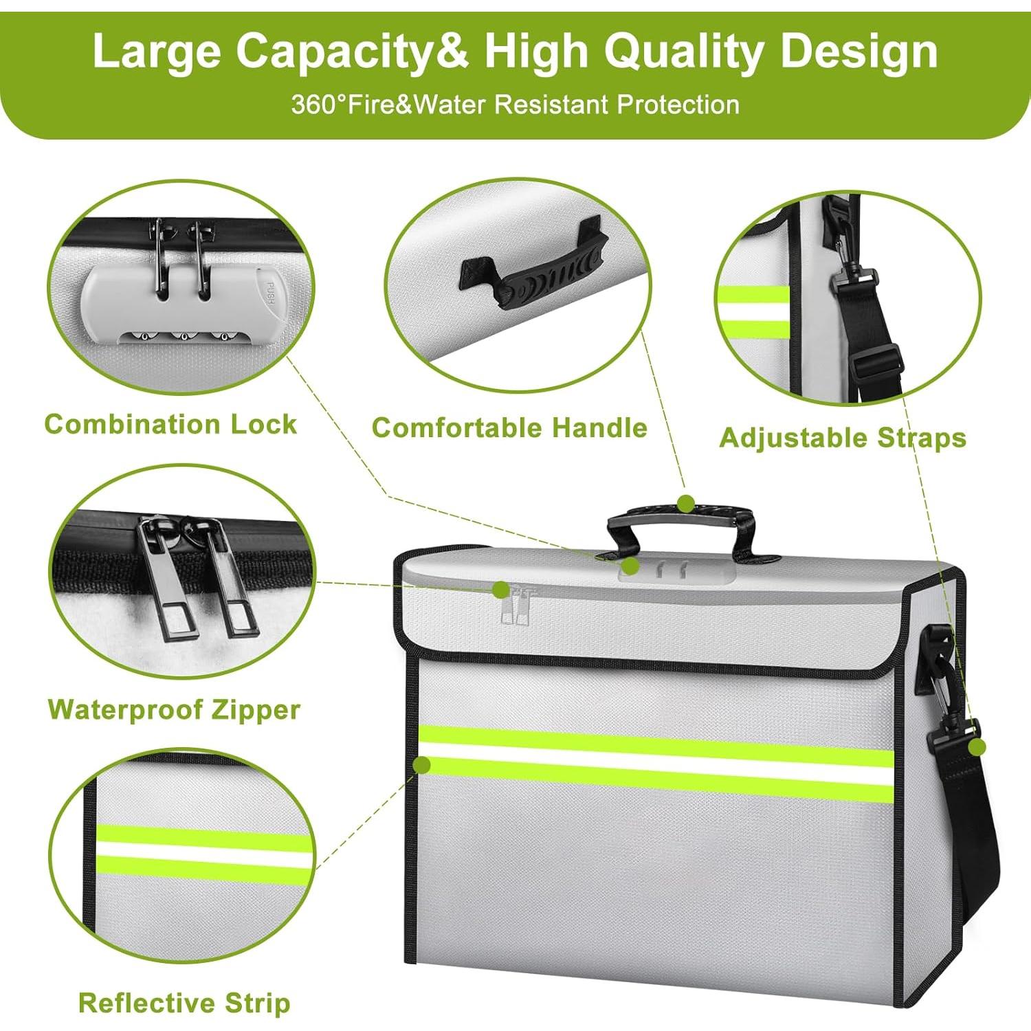 Bolsa de Dinero a Prueba de Fuego WJTZDZ 40x30 cm con Cerradura