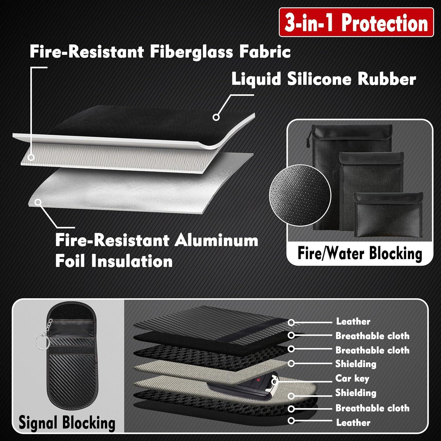 Paquete de 4 Bolsas Impermeables y a Prueba de Fuego ZUIYIK