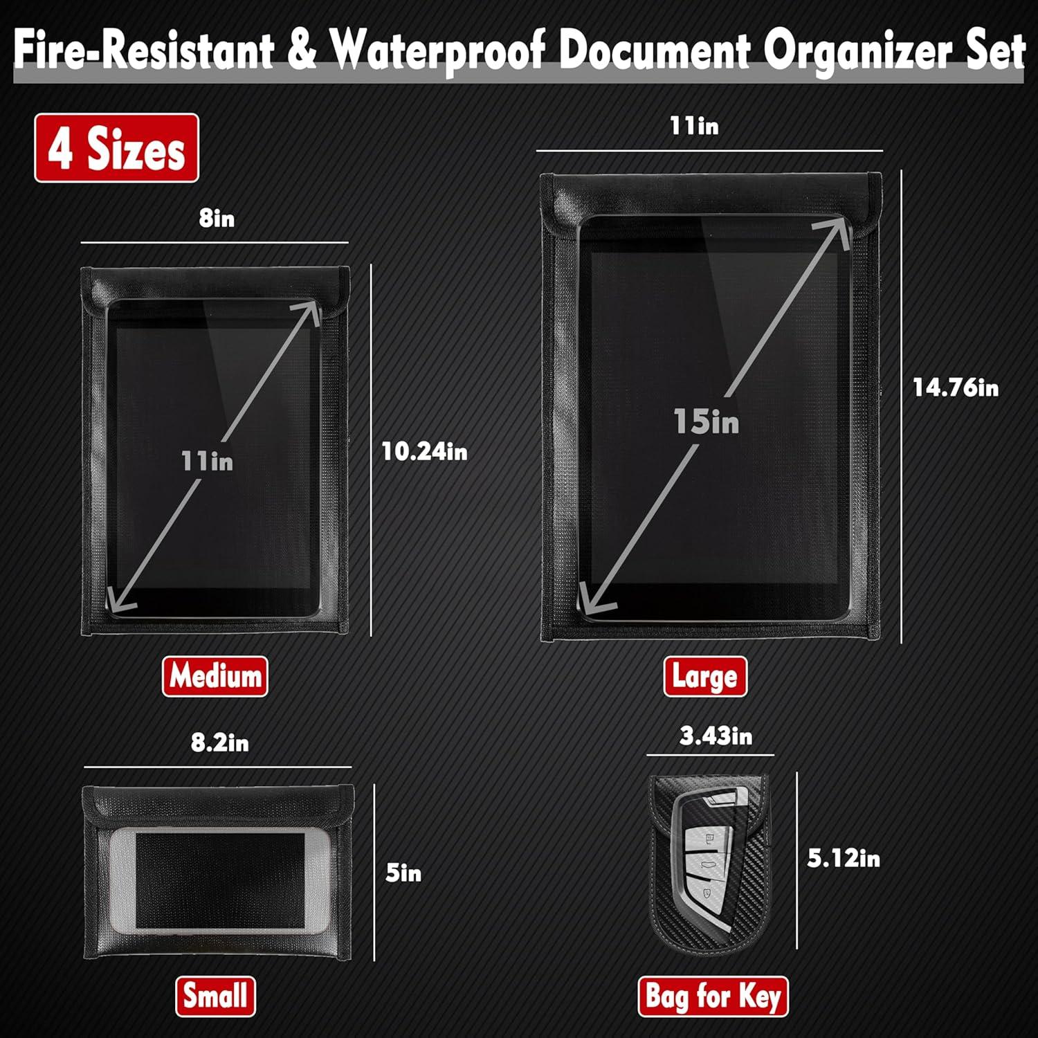 Paquete de 4 Bolsas Impermeables y a Prueba de Fuego ZUIYIK