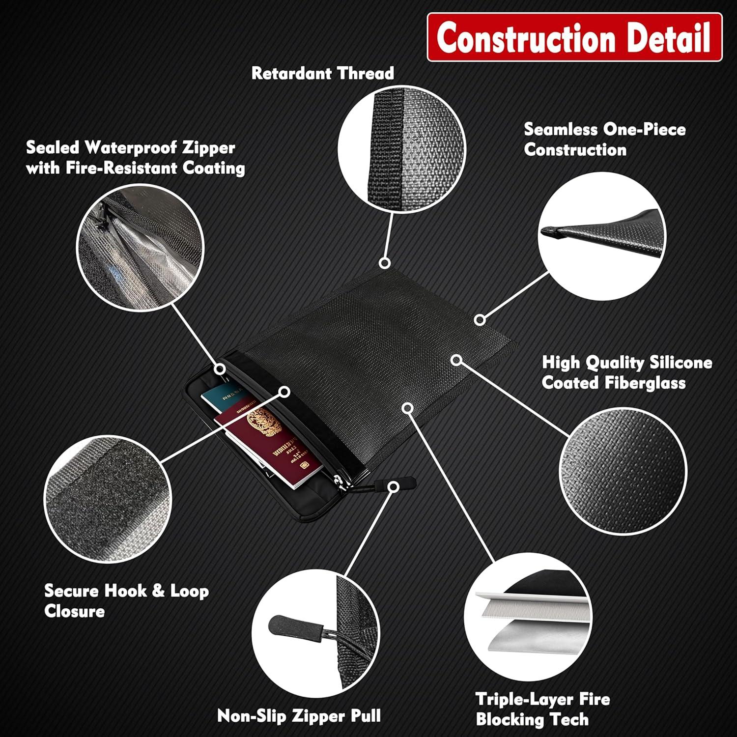 Paquete de 4 Bolsas Impermeables y a Prueba de Fuego ZUIYIK