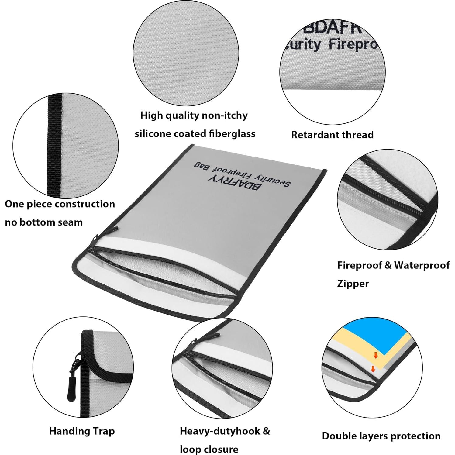 Bolsa de Documentos a Prueba de Fuego BDAFRYY 3 Pcs Impermeable