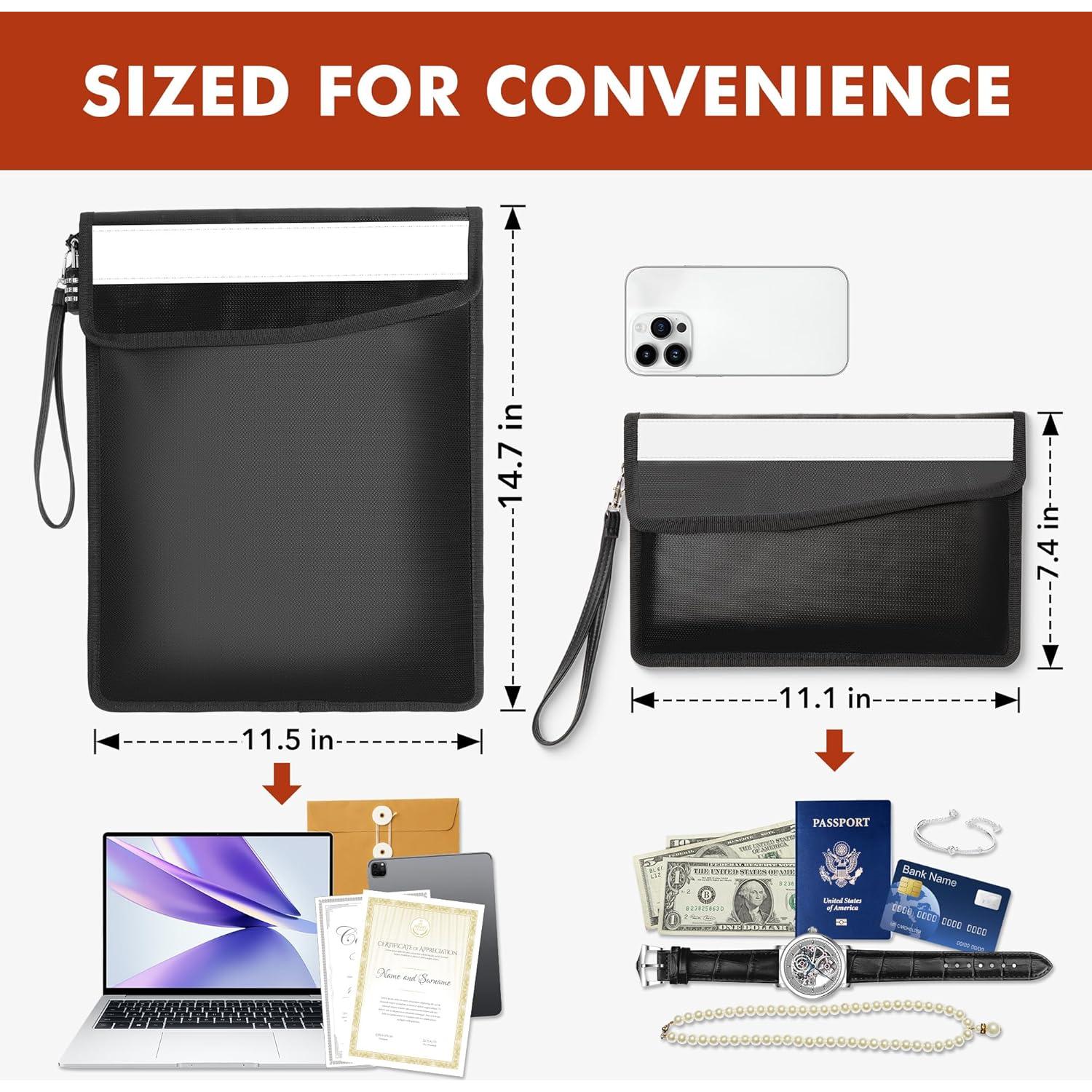 Juego de Bolsas a Prueba de Fuego CarryWise 2 Pcs 37.3x29.2cm