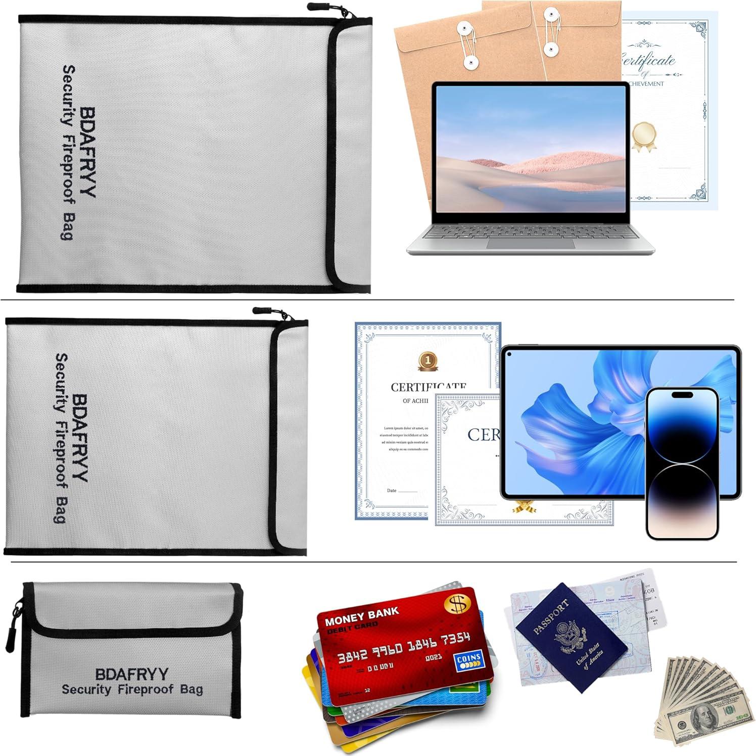 Bolsa de Documentos a Prueba de Fuego y Agua BDAFRYY 3 Pcs