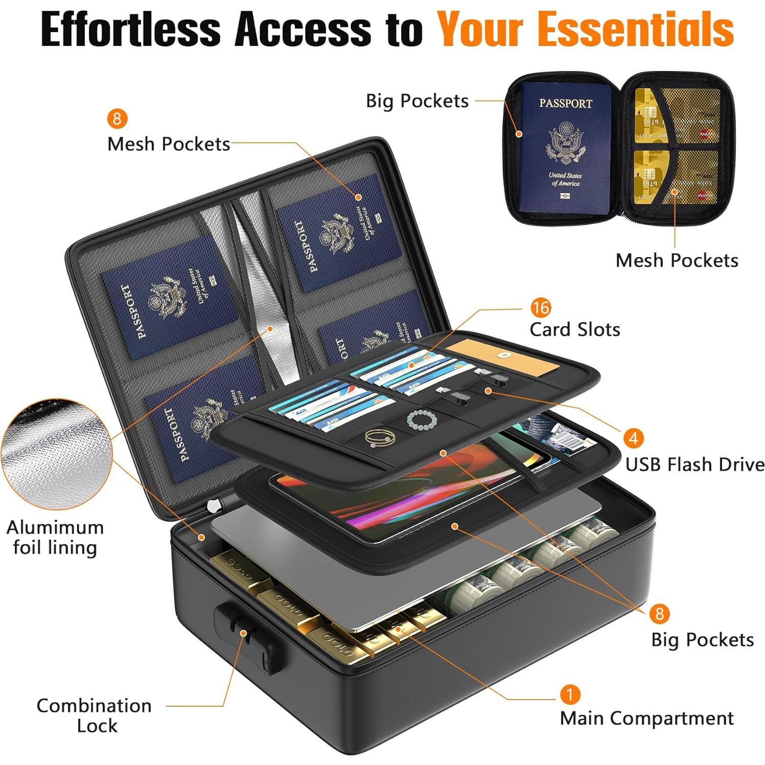 Caja de Documentos a Prueba de Fuego Grothery 5200°F Negra