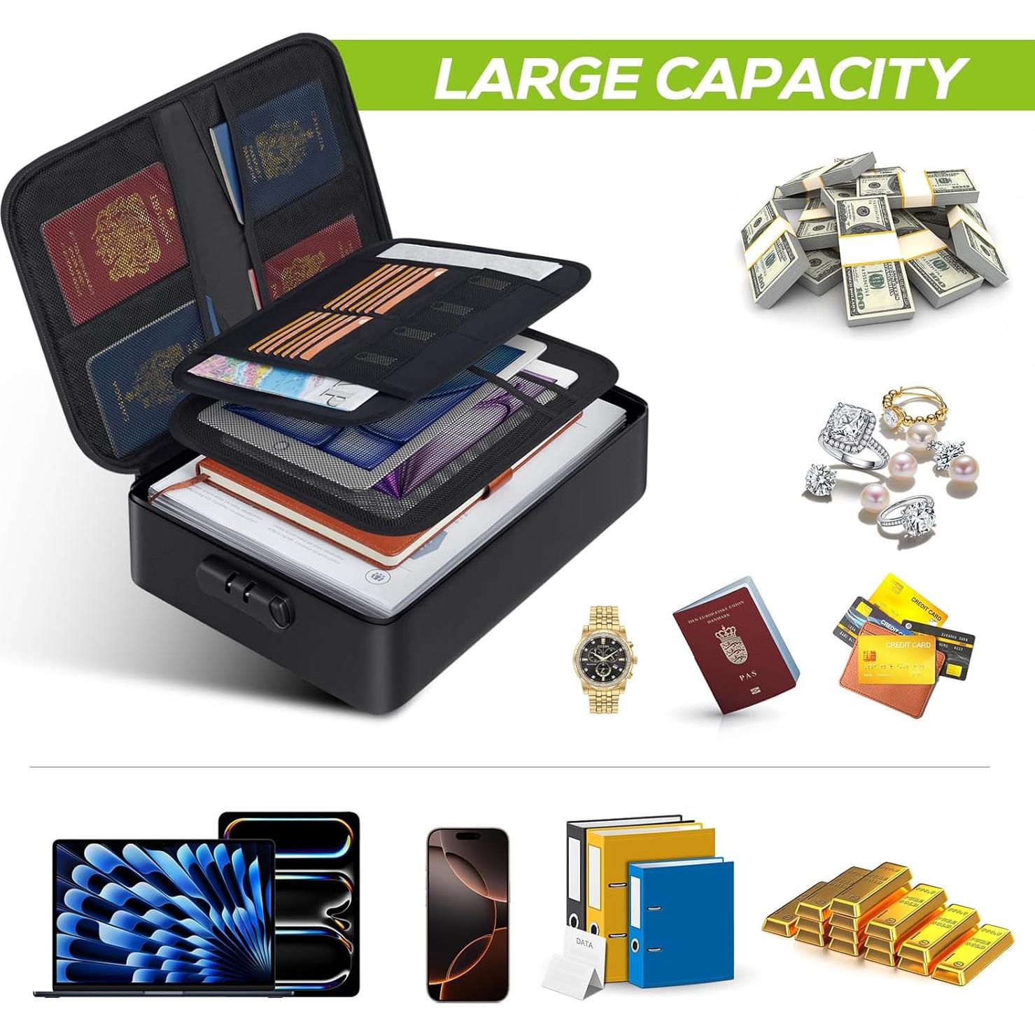 Bolsa de Documentos a Prueba de Fuego PWABOSE 38x28cm Resistente al Agua