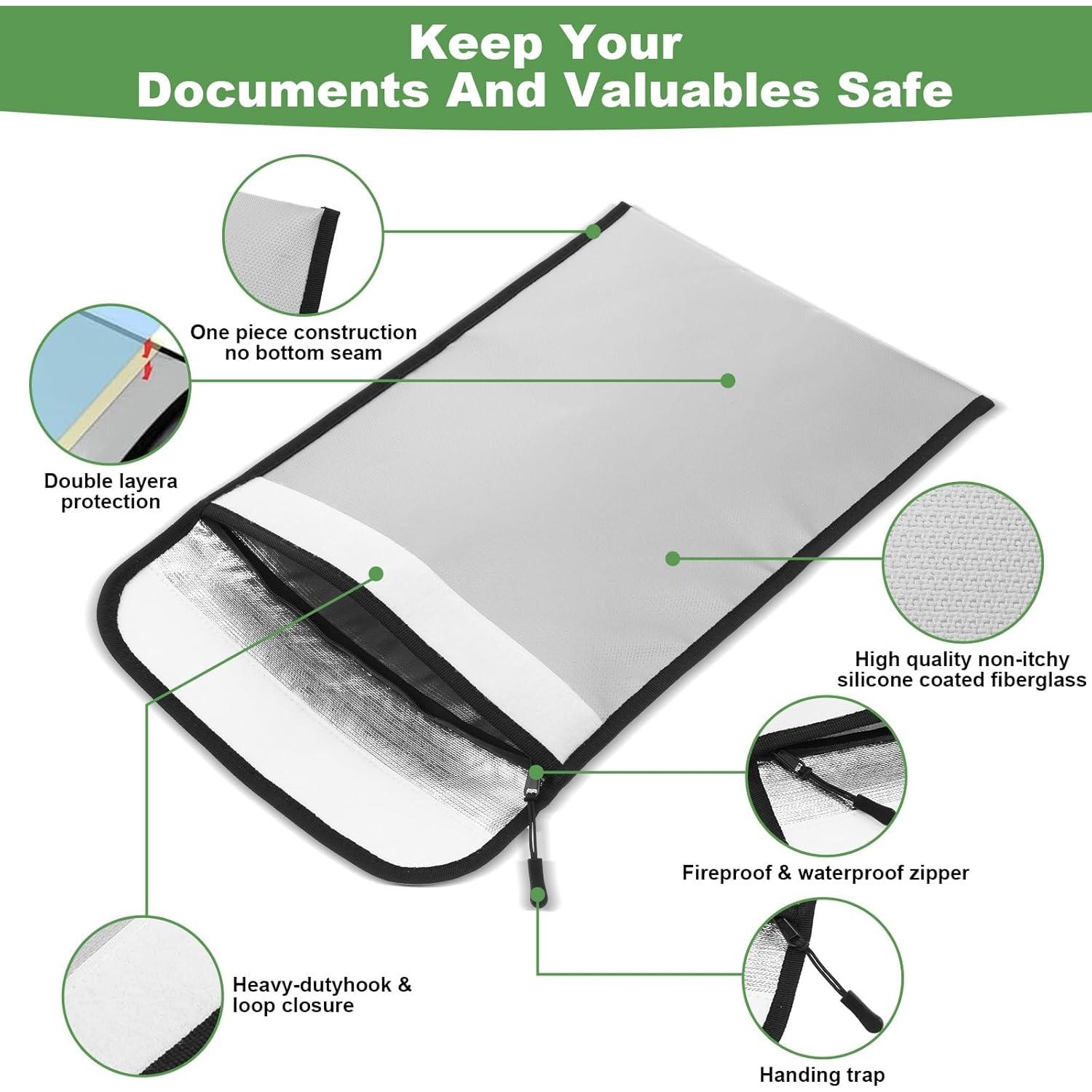 Bolsa de Documentos a Prueba de Fuego Tobeelec - 2 Pcs Gris