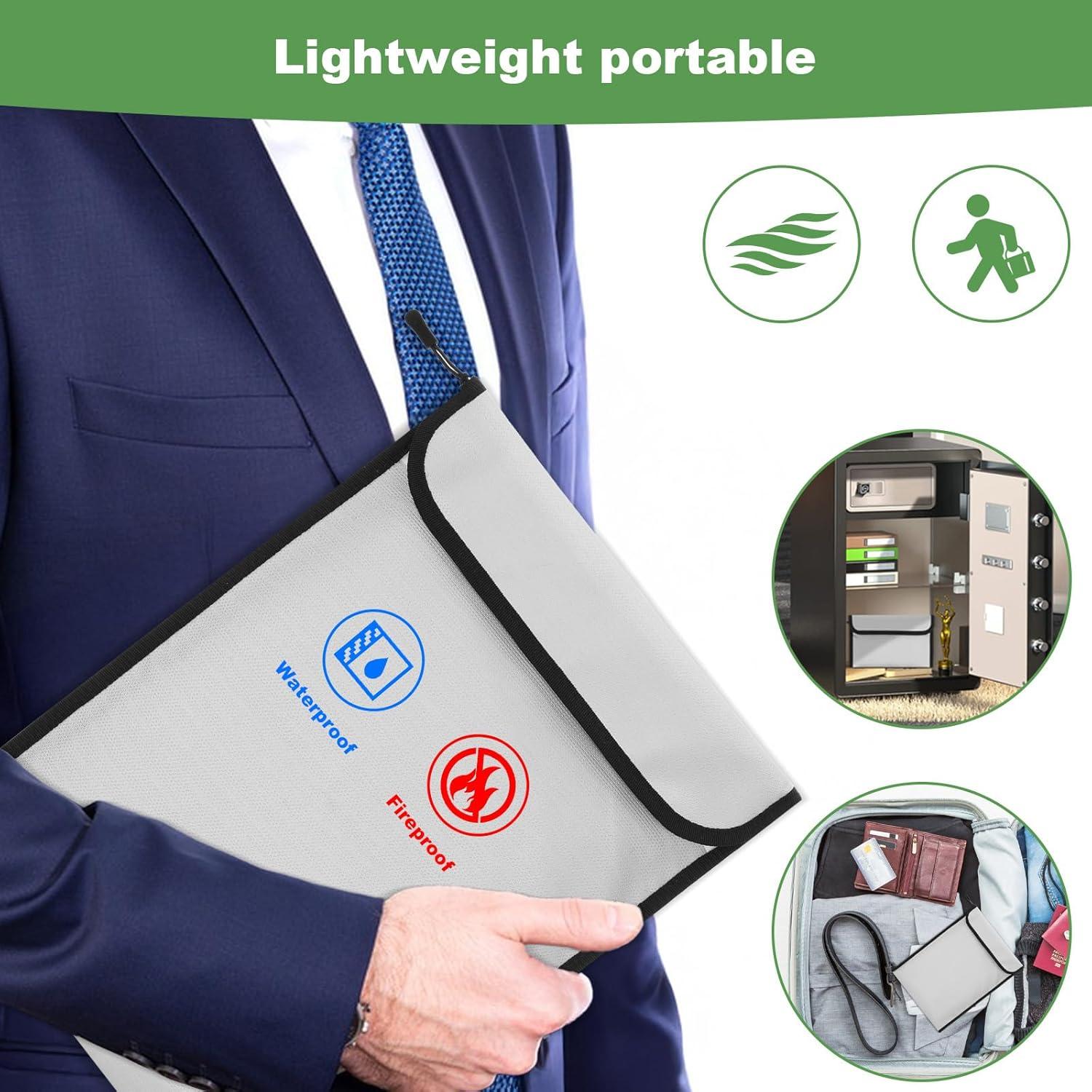 Bolsa de Documentos a Prueba de Fuego Tobeelec - 2 Pcs Gris