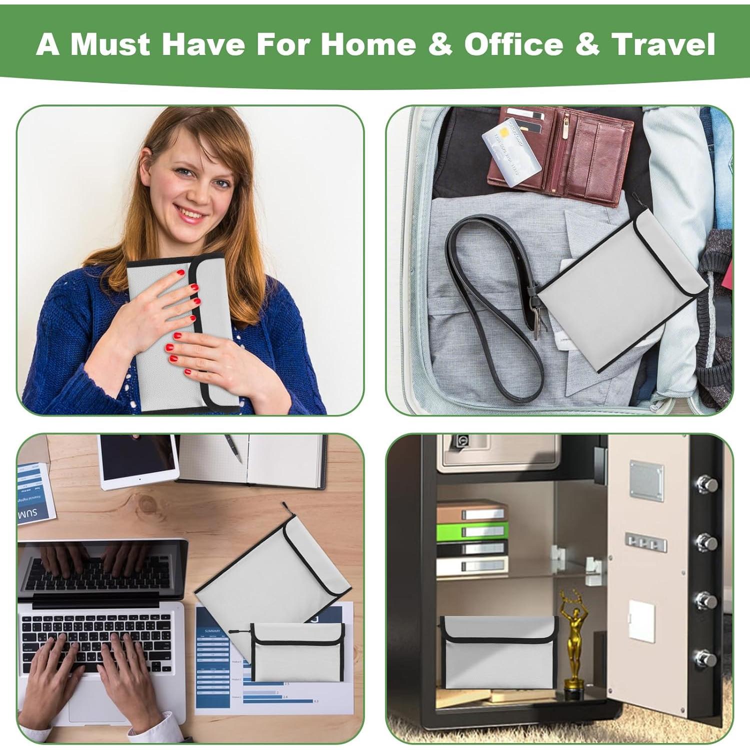 Bolsa de Documentos a Prueba de Fuego Tobeelec - 2 Pcs Gris