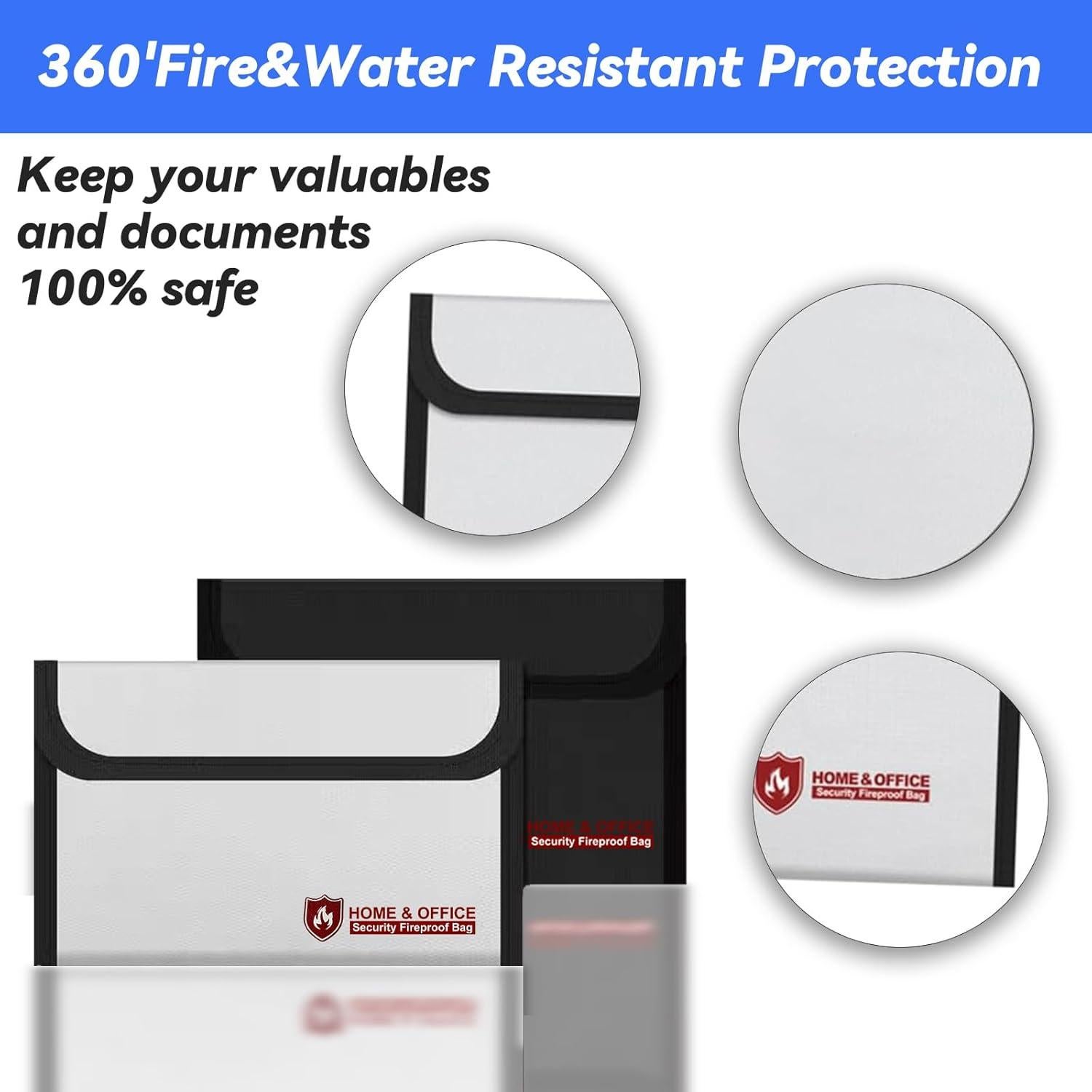 Paquete de 2 Bolsas a Prueba de Fuego ZQZXD 23x18 cm
