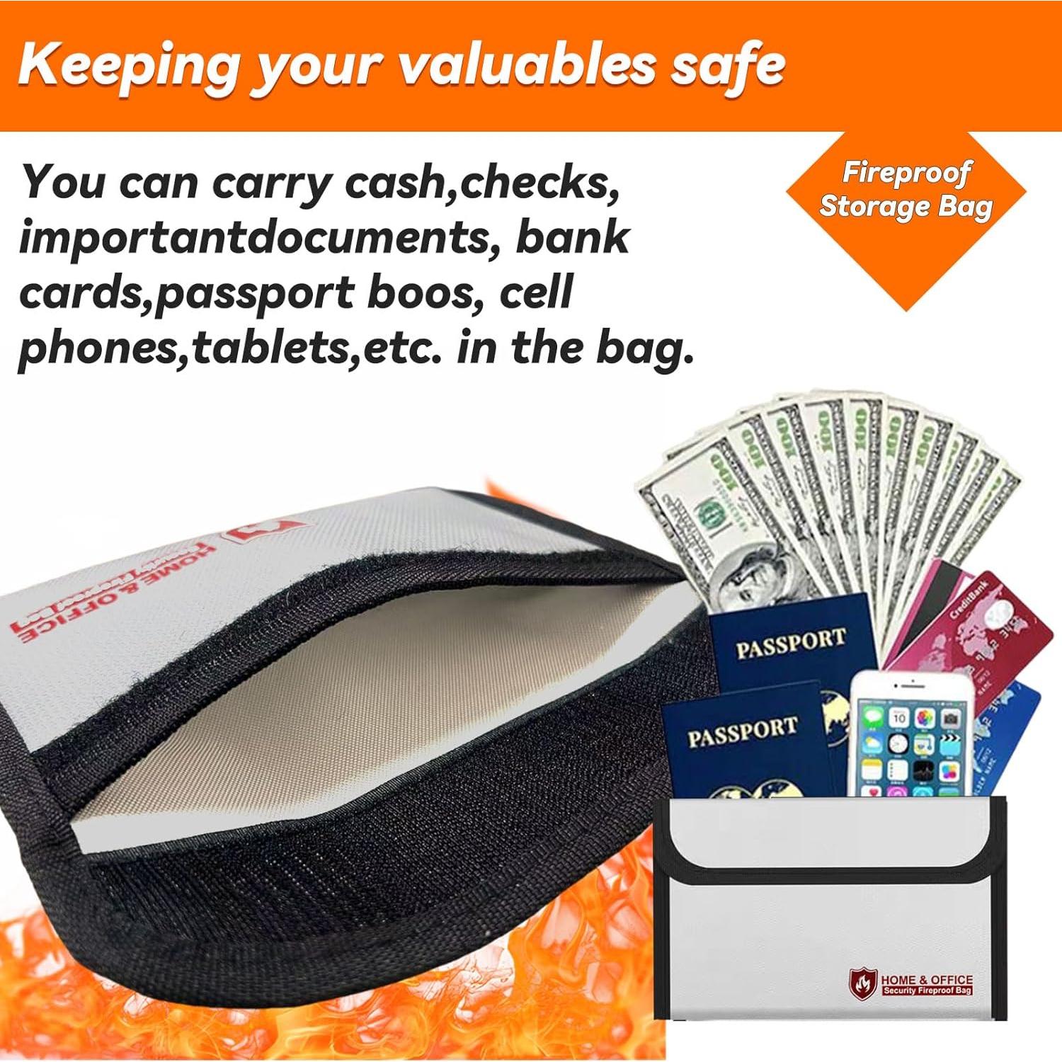 Paquete de 2 Bolsas a Prueba de Fuego ZQZXD 23x18 cm