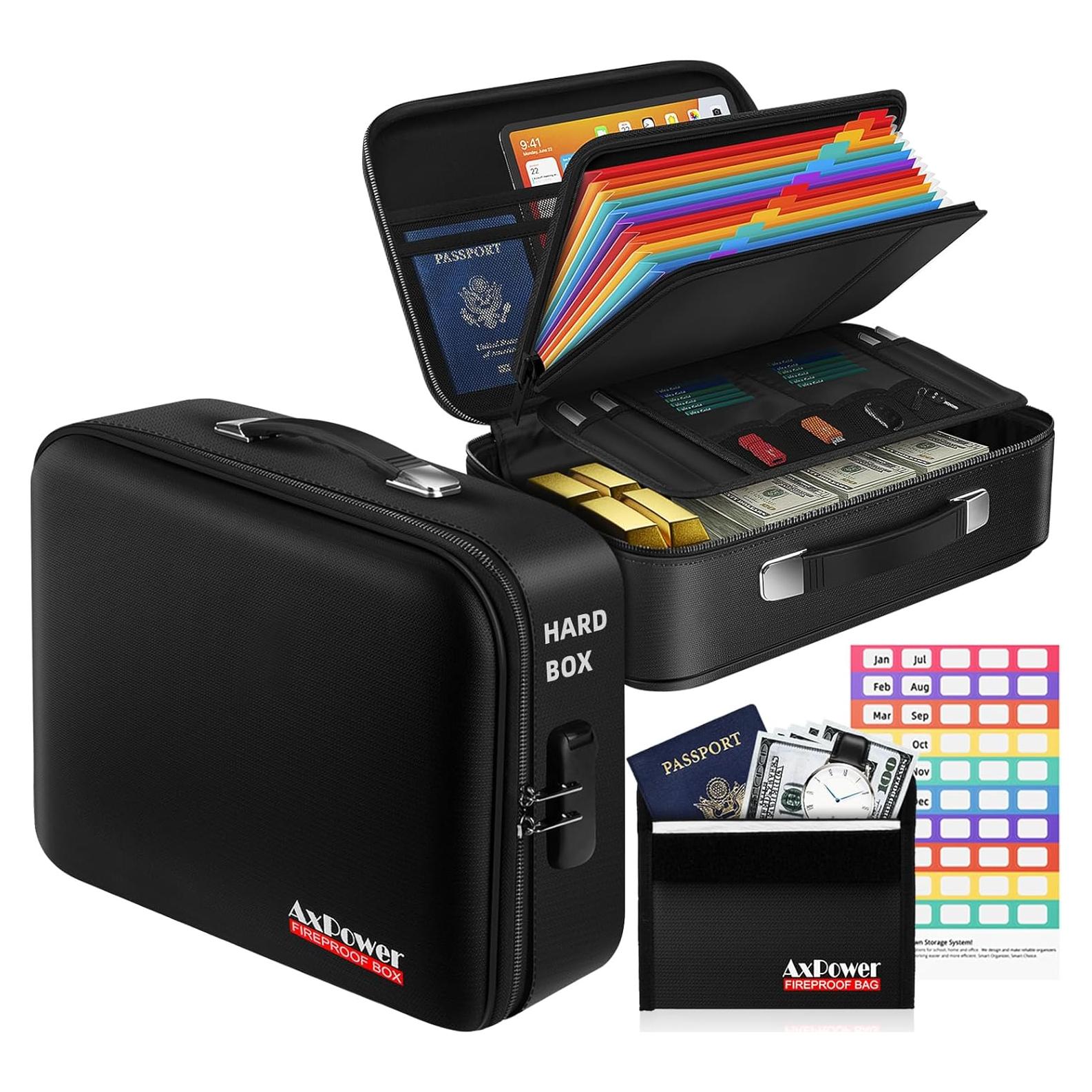 Caja de Documentos a Prueba de Fuego AxPower 38x28x13cm con Cerradura