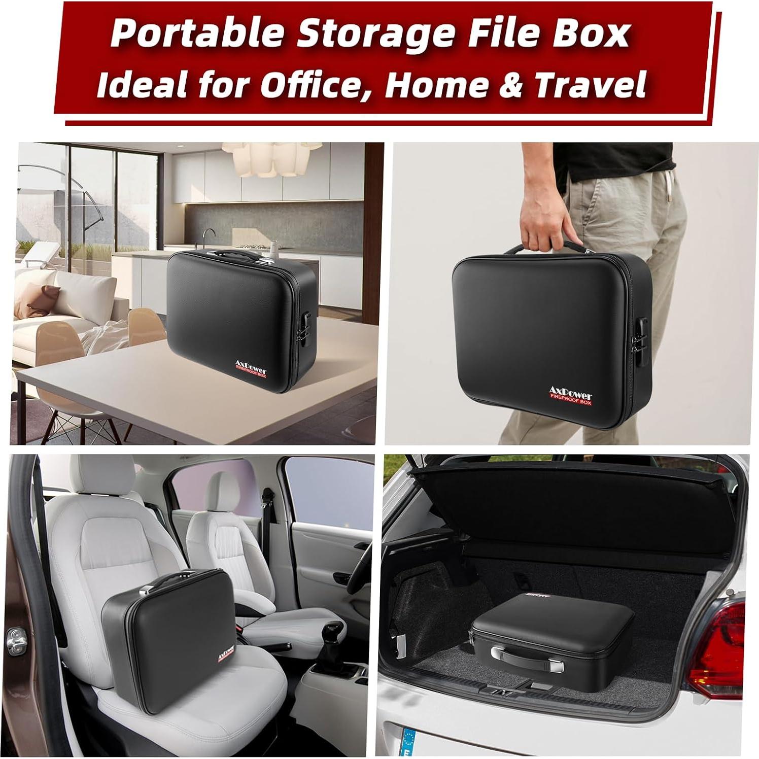 Caja de Documentos a Prueba de Fuego AxPower 38x28x13cm con Cerradura