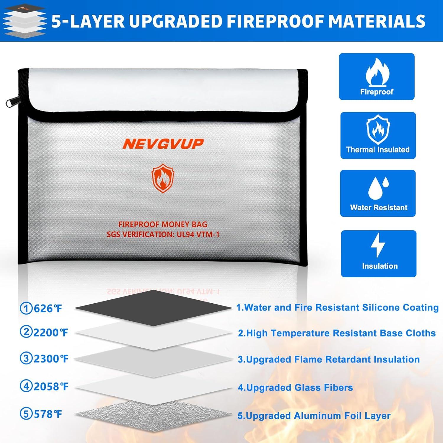 Bolsa a Prueba de Fuego NEVGVUP 24.9x16.5cm Impermeable