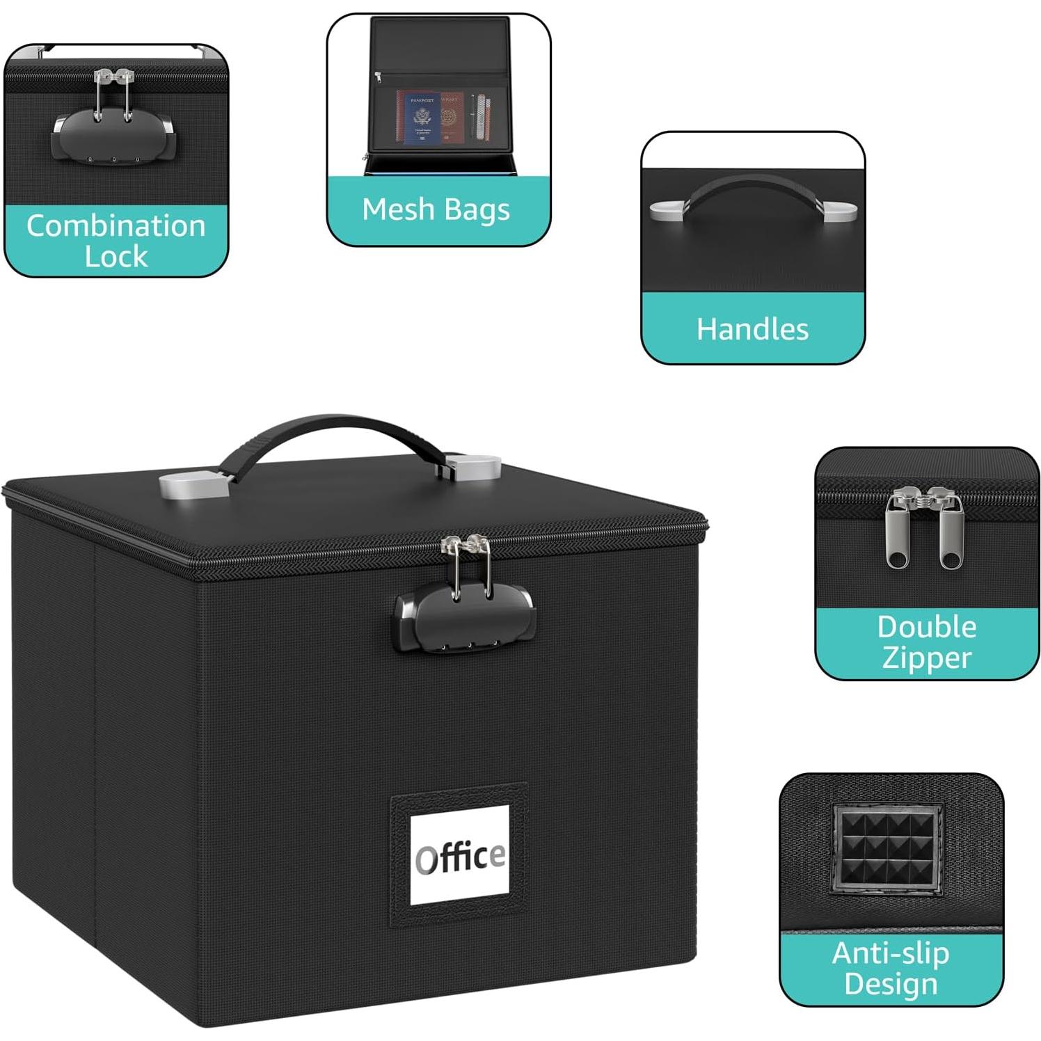 Caja de Archivos a Prueba de Fuego ROSONG 33x28.4cm con Cerradura