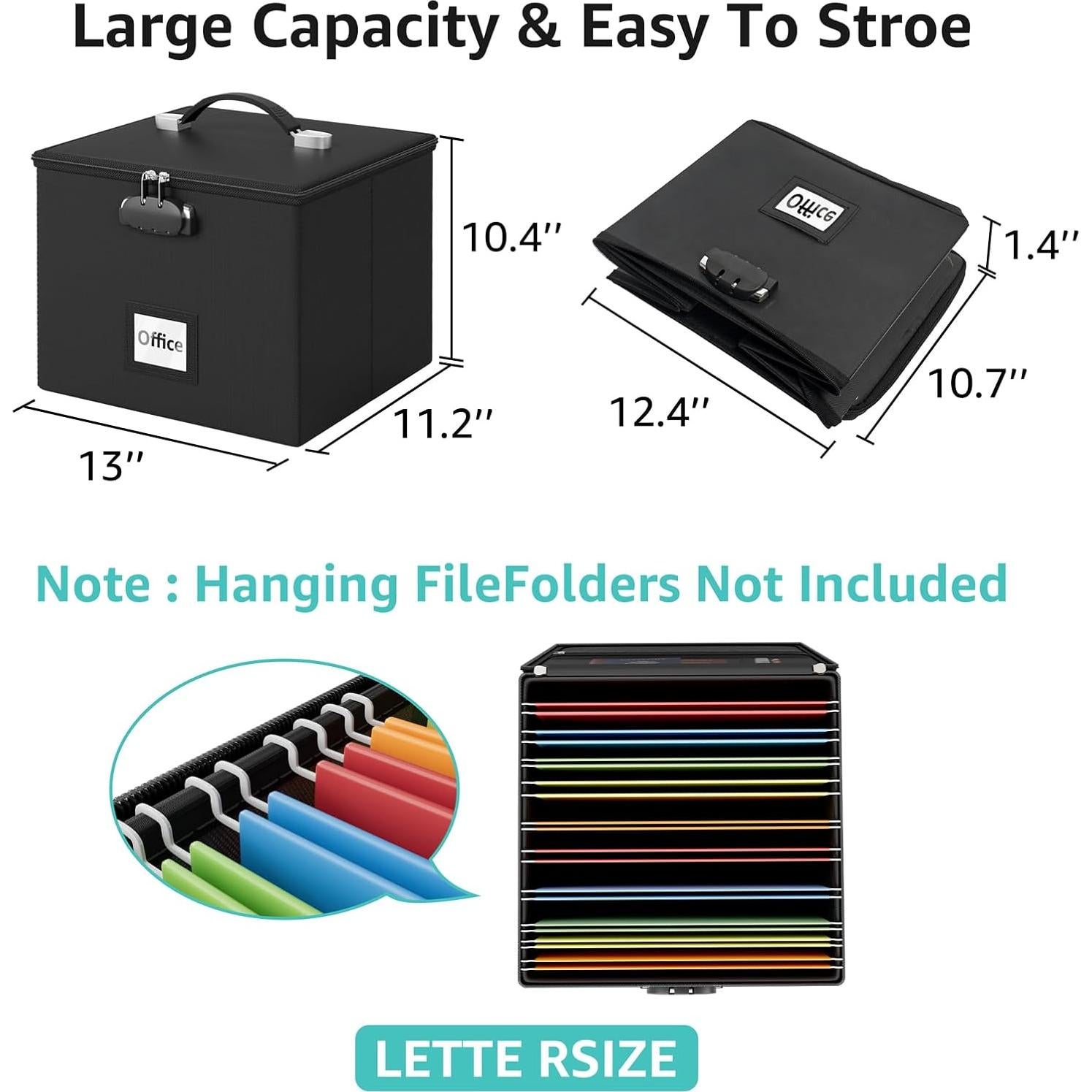 Caja de Archivos a Prueba de Fuego ROSONG 33x28.4cm con Cerradura