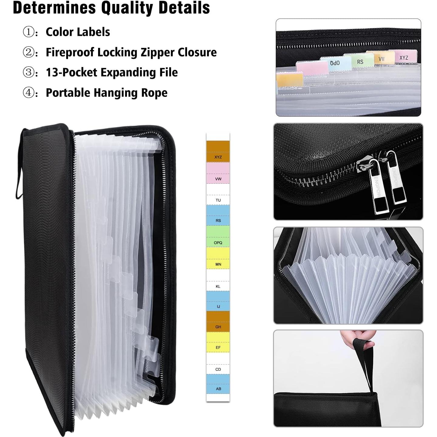 Carpeta Expandible Ignífuga ENGPOW Tamaño Legal 13 Bolsillos