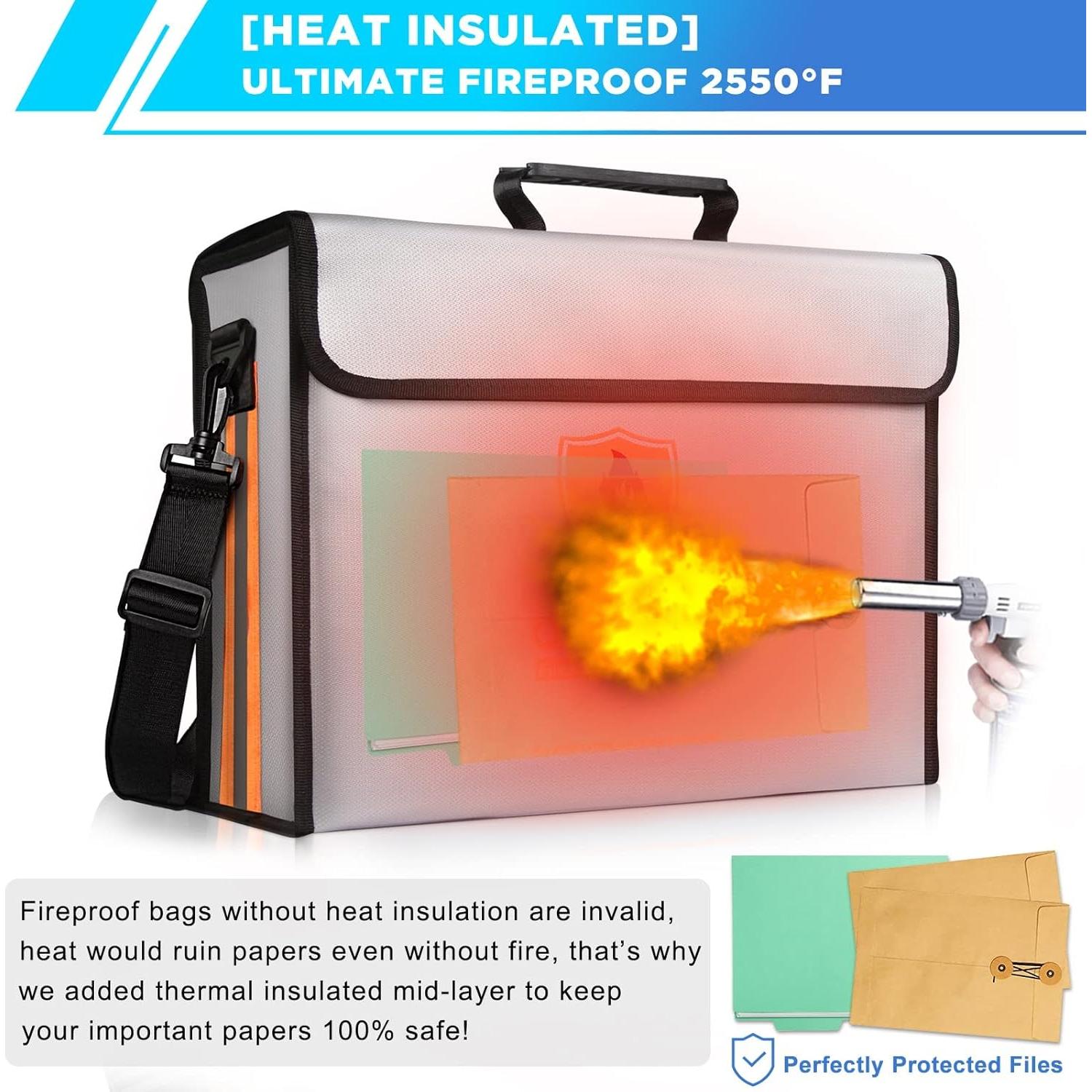 Bolsa de Documentos a Prueba de Agua y Fuego Grande con Cerradura - 43.2x30.5x14 cm