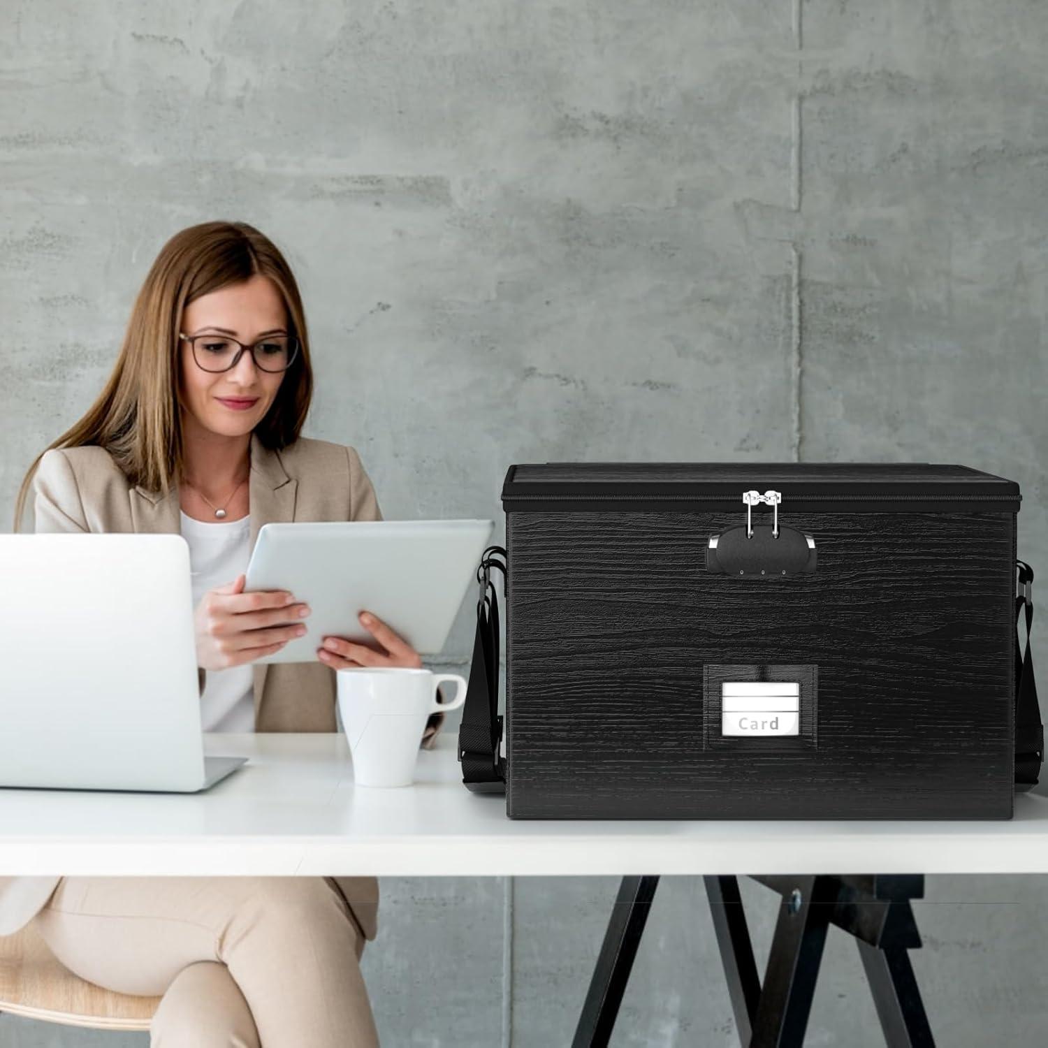 Caja de Archivos a Prueba de Fuego ROSONG 10L Negra