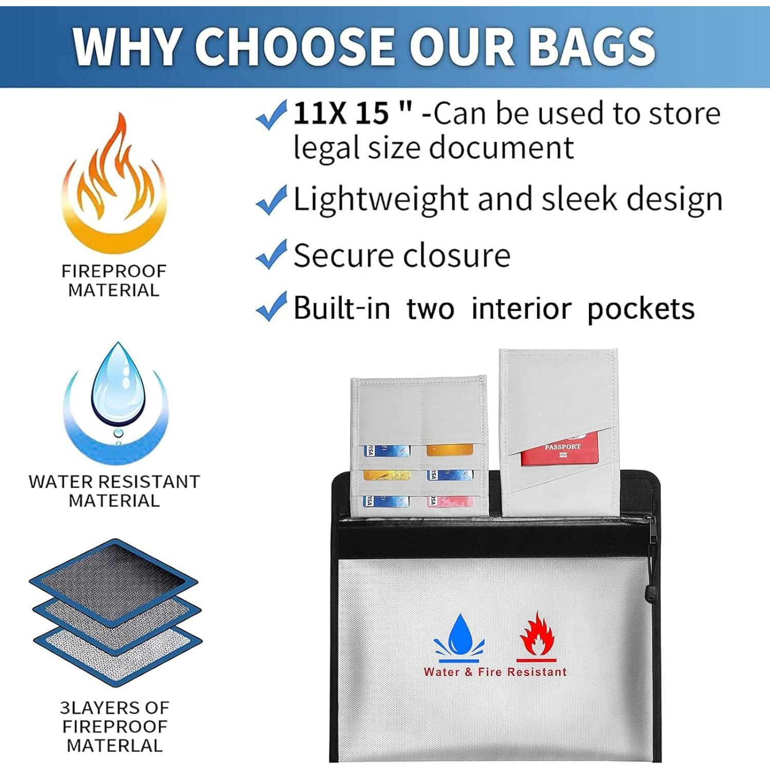 Bolsa de Documentos a Prueba de Fuego ZQZXD 38.1x27.9cm