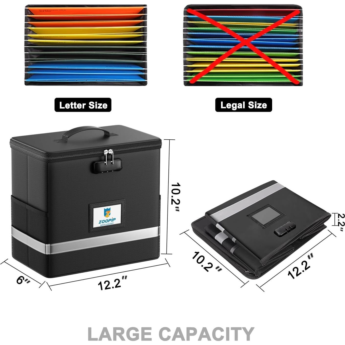 Caja de Archivos a Prueba de Fuego ZOOPIP con Cerradura 12L