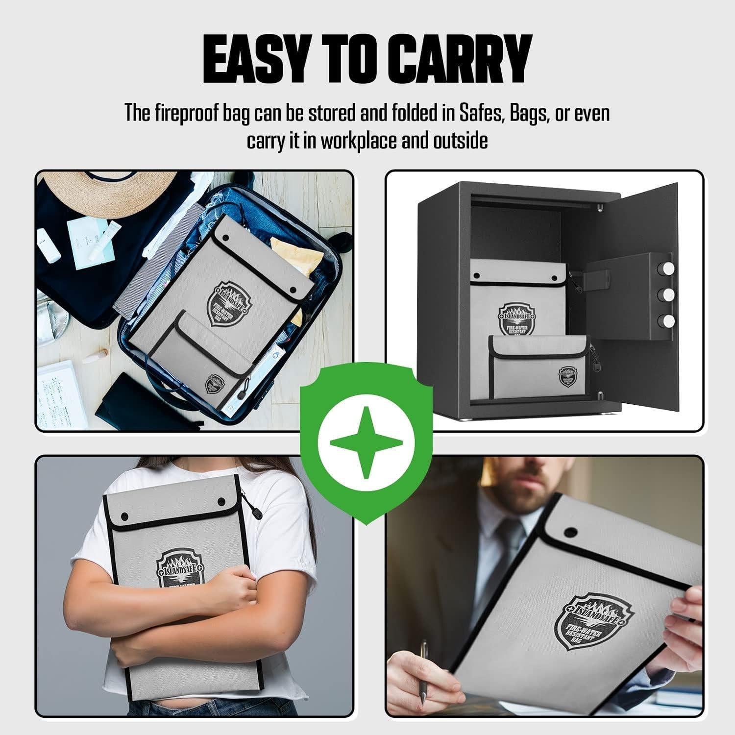 Bolsa de Documentos a Prueba de Fuego ISLANDSAFE 33x23cm Gris