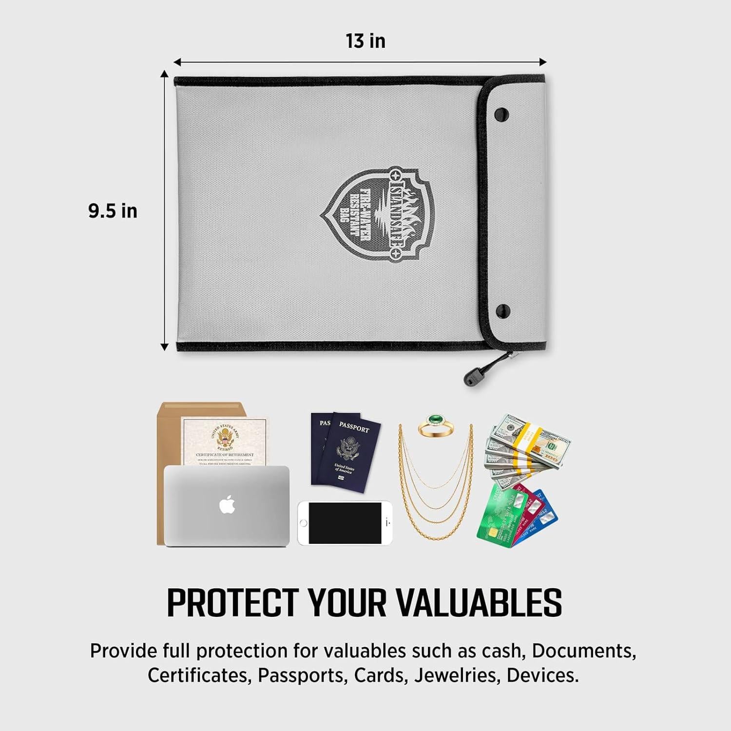 Bolsa de Documentos a Prueba de Fuego ISLANDSAFE 33x23cm Gris