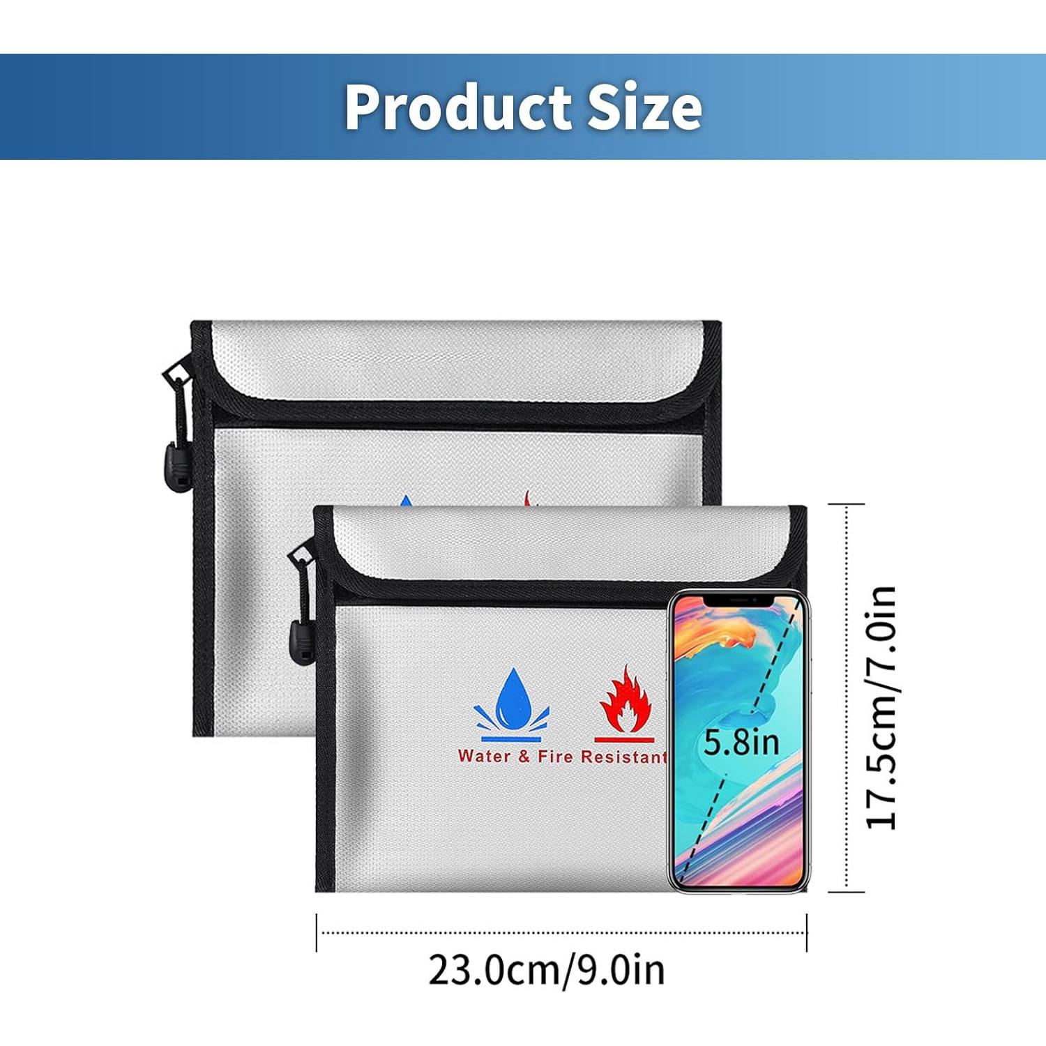 Bolsa de Documentos a Prueba de Fuego ABSOK 23x18cm 2 Pcs