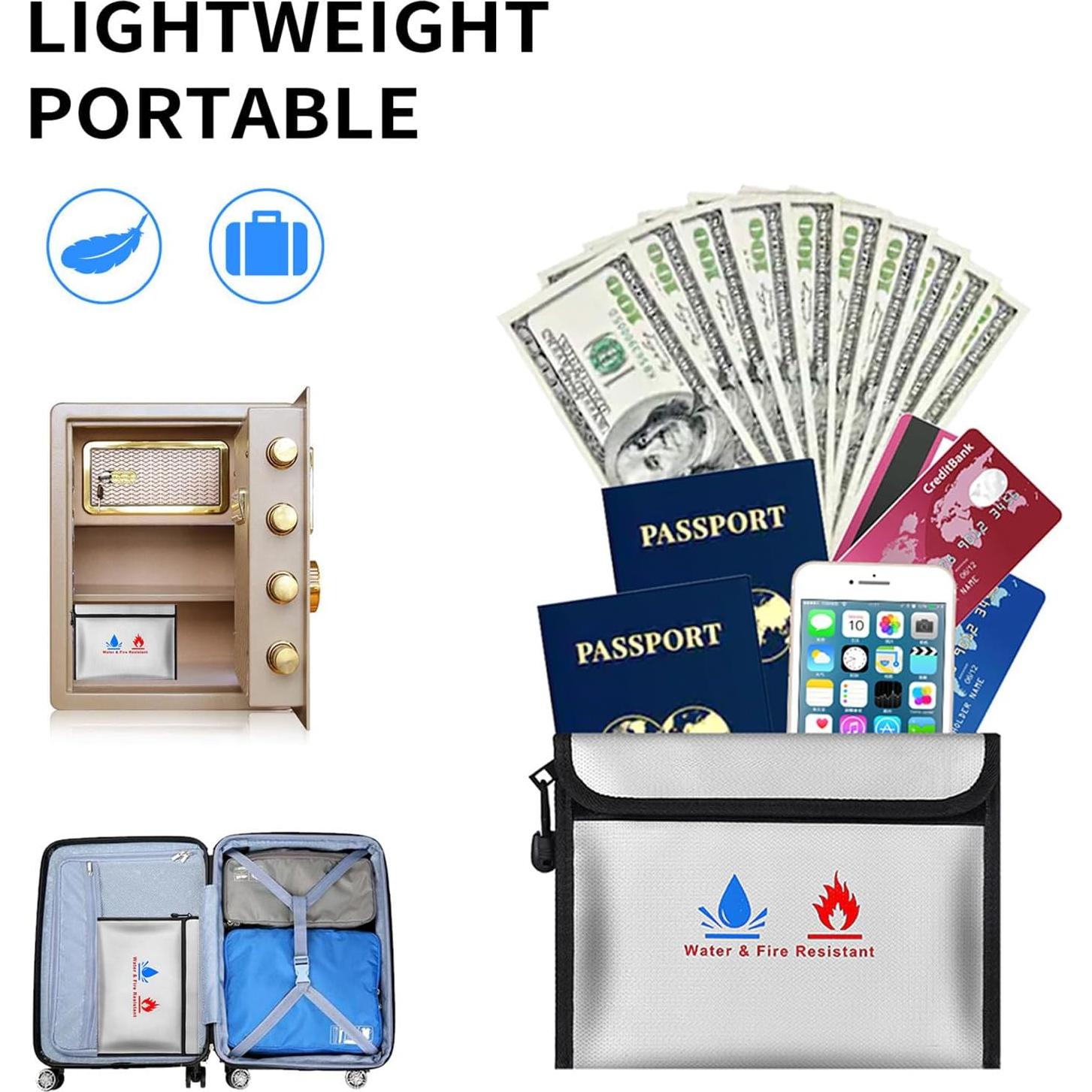 Bolsa de Documentos a Prueba de Fuego ABSOK 23x18cm 2 Pcs