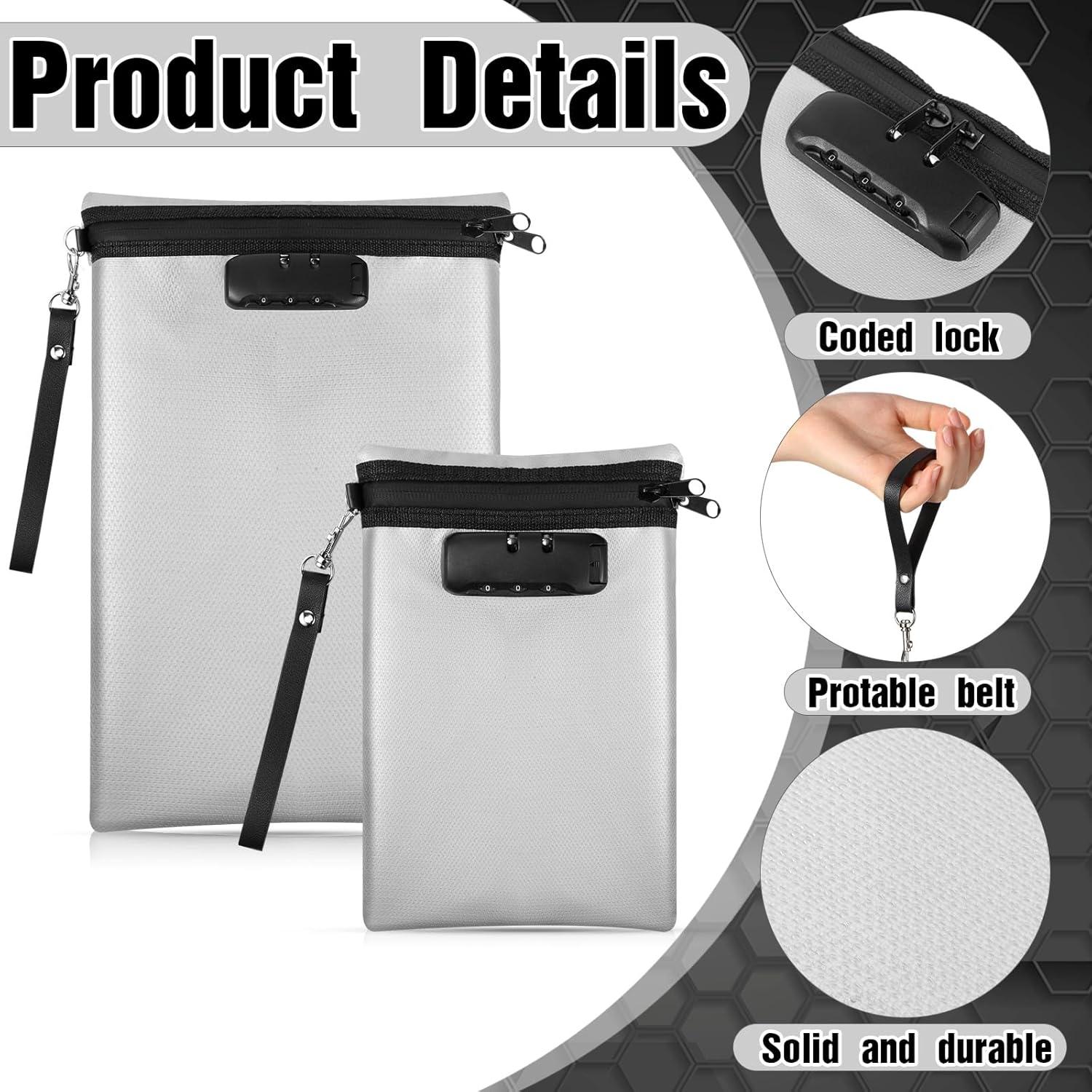 Bolsa de Documentos a Prueba de Fuego Nezyo 2 Pcs A4 Gris