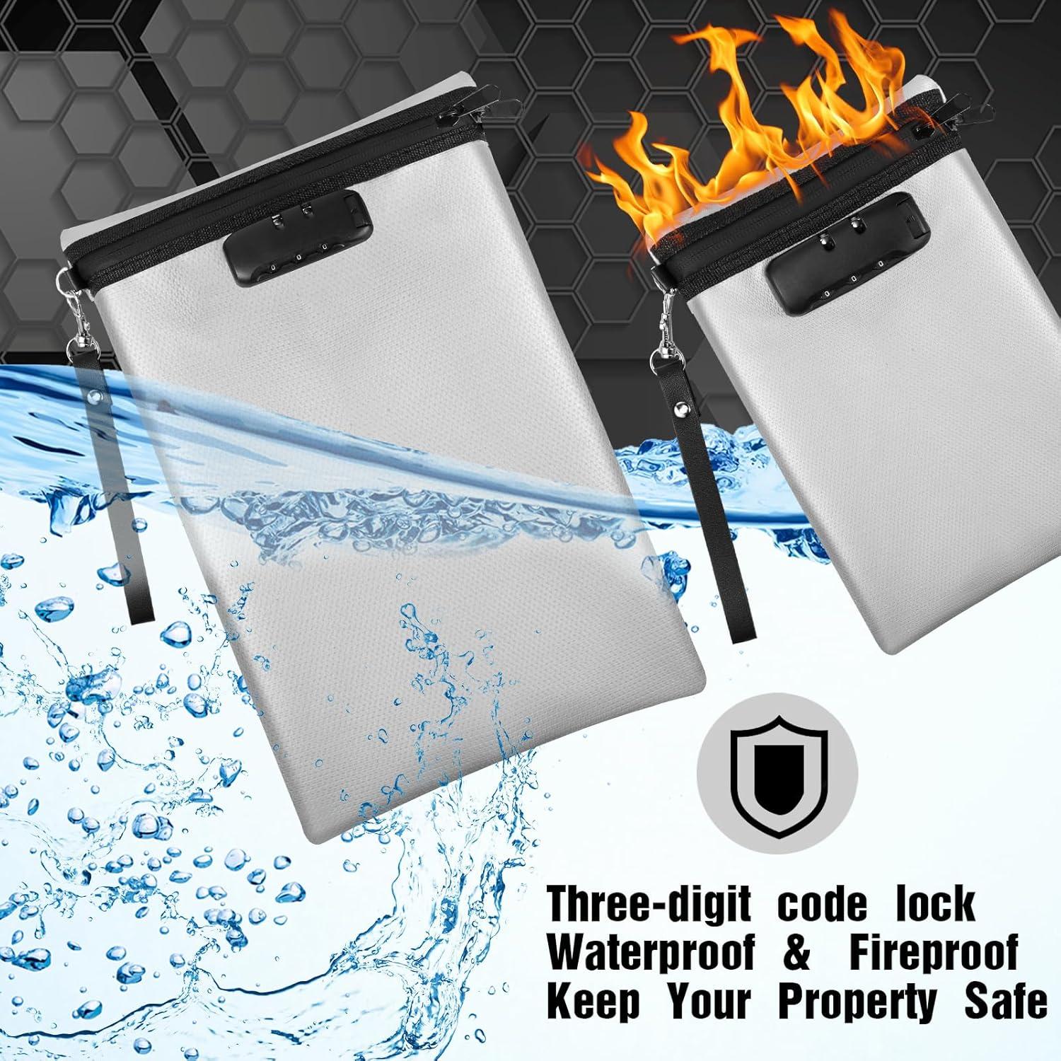 Bolsa de Documentos a Prueba de Fuego Nezyo 2 Pcs A4 Gris