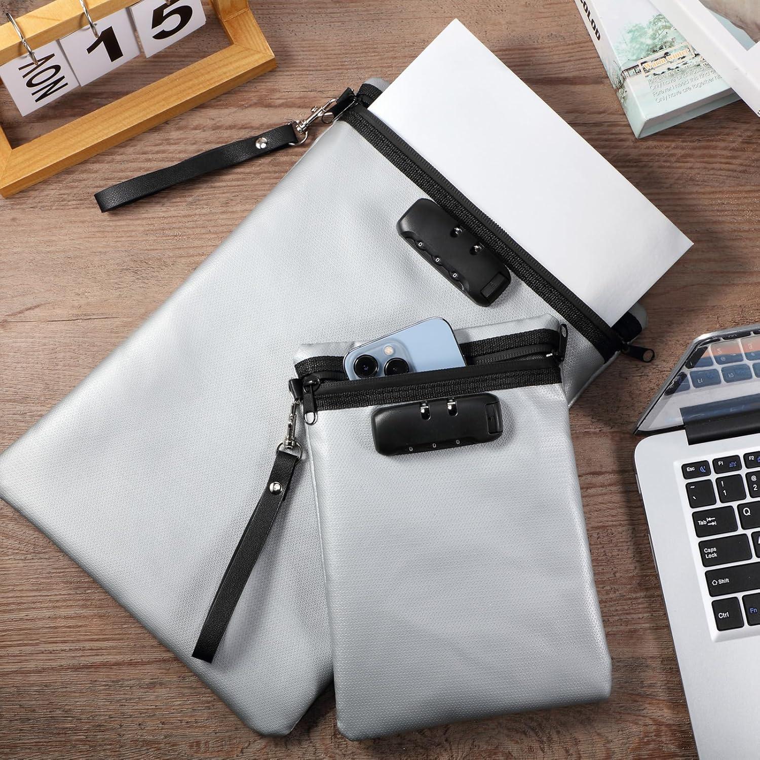 Bolsa de Documentos a Prueba de Fuego Nezyo 2 Pcs A4 Gris