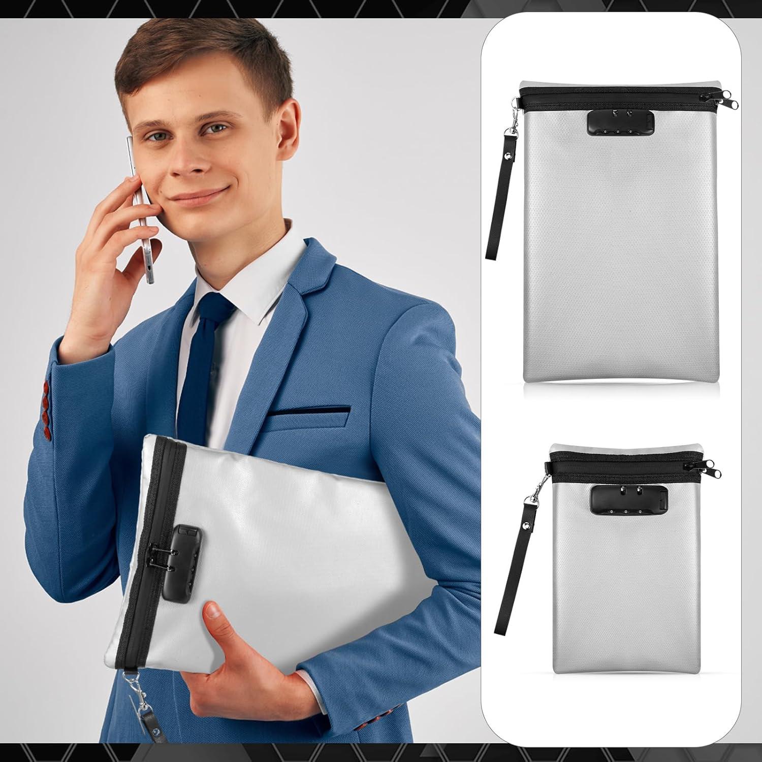 Bolsa de Documentos a Prueba de Fuego Nezyo 2 Pcs A4 Gris