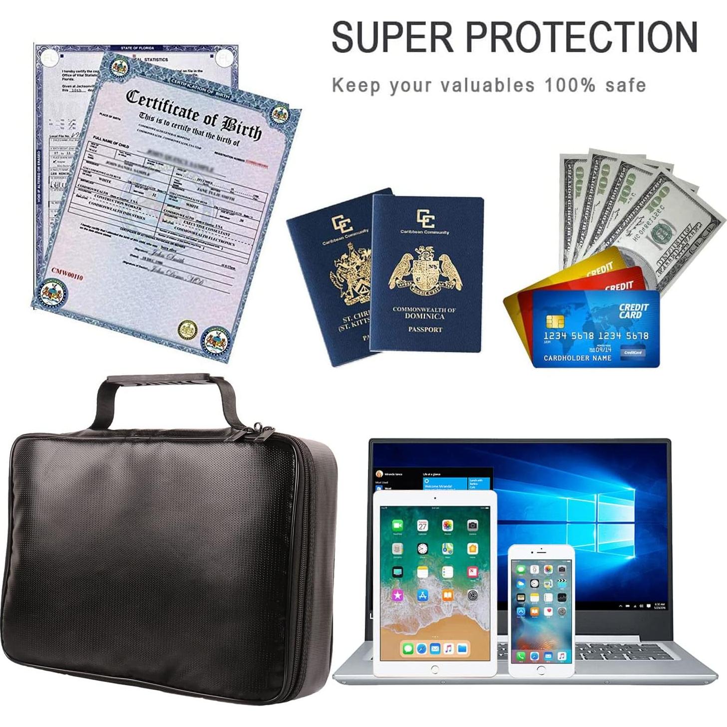 Bolsa de Documentos a Prueba de Fuego IANDAIROK 34x24cm Negra