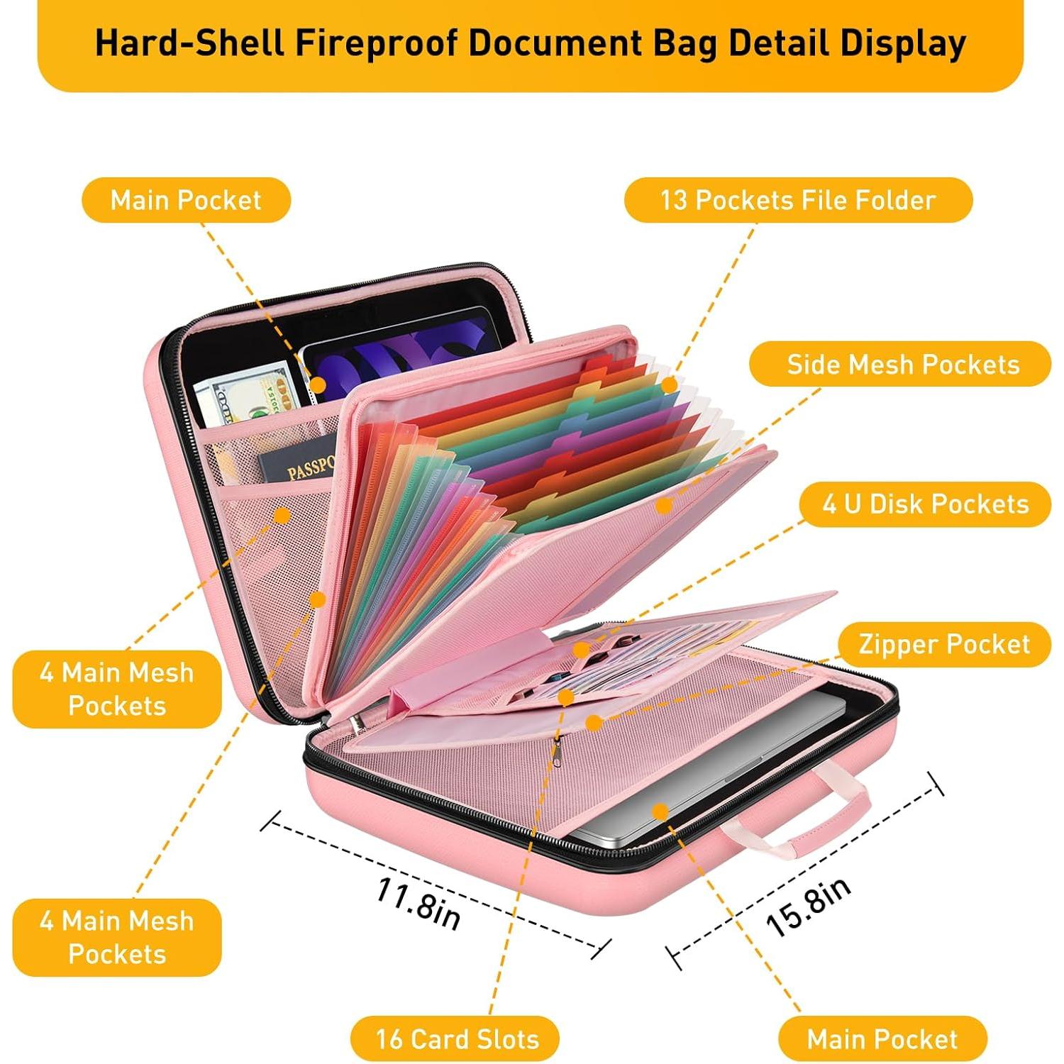 Caja de Archivos Aobteeny a Prueba de Fuego y Agua 39x29cm