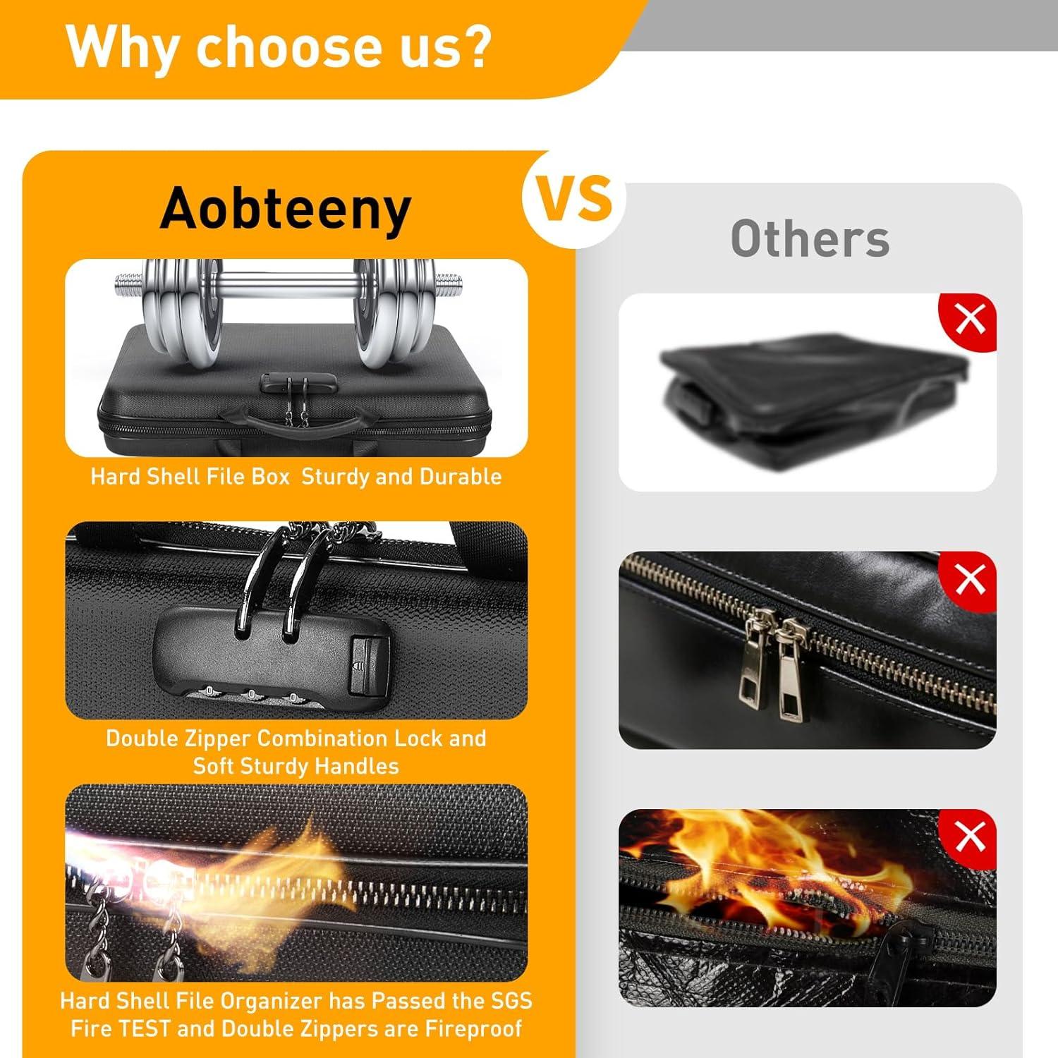 Caja de Archivos Aobteeny a Prueba de Fuego y Agua 39x29cm