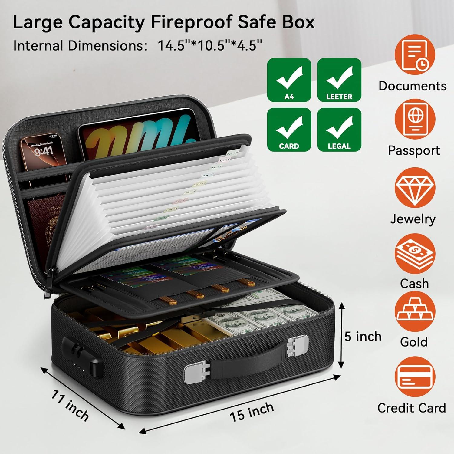 Caja de Documentos a Prueba de Fuego Aollewoiti 39.4x31.5cm