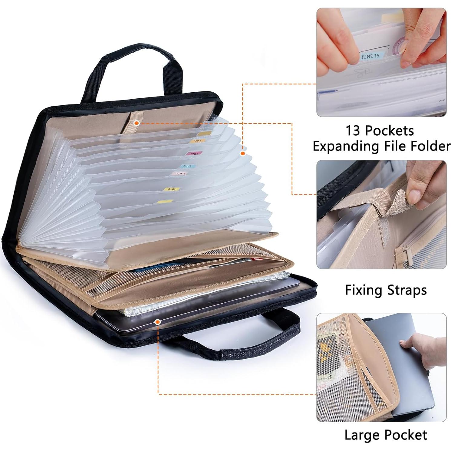 Carpeta Expandible Ignífuga FRECOLSH 13 Bolsillos A4 Negra