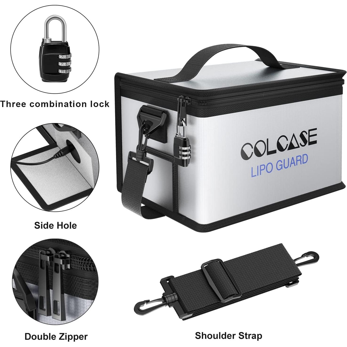 Bolsa Lipo Segura Colcase - A Prueba de Fuego 27.94x20.32x16.51 cm