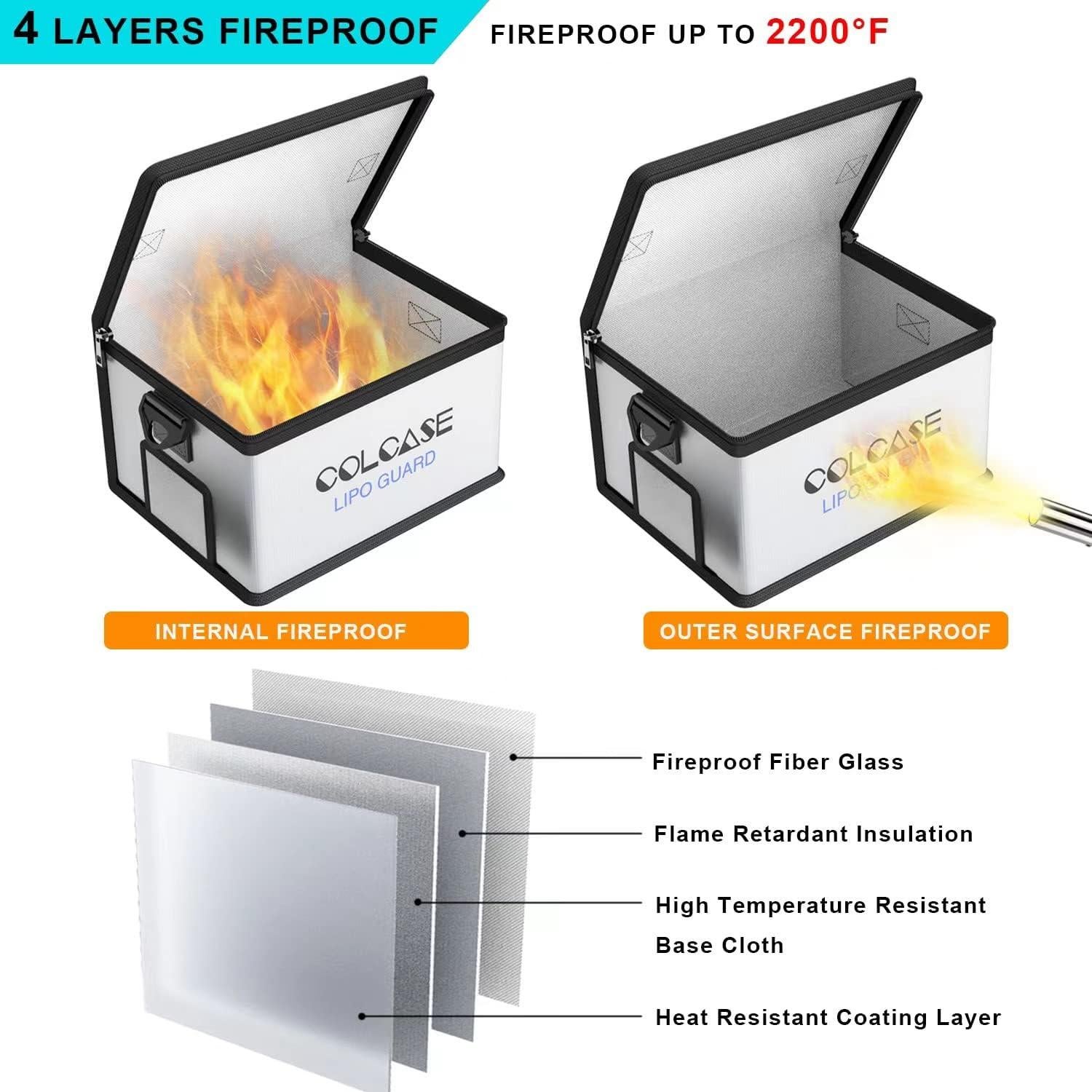 Bolsa Lipo Segura Colcase - A Prueba de Fuego 27.94x20.32x16.51 cm