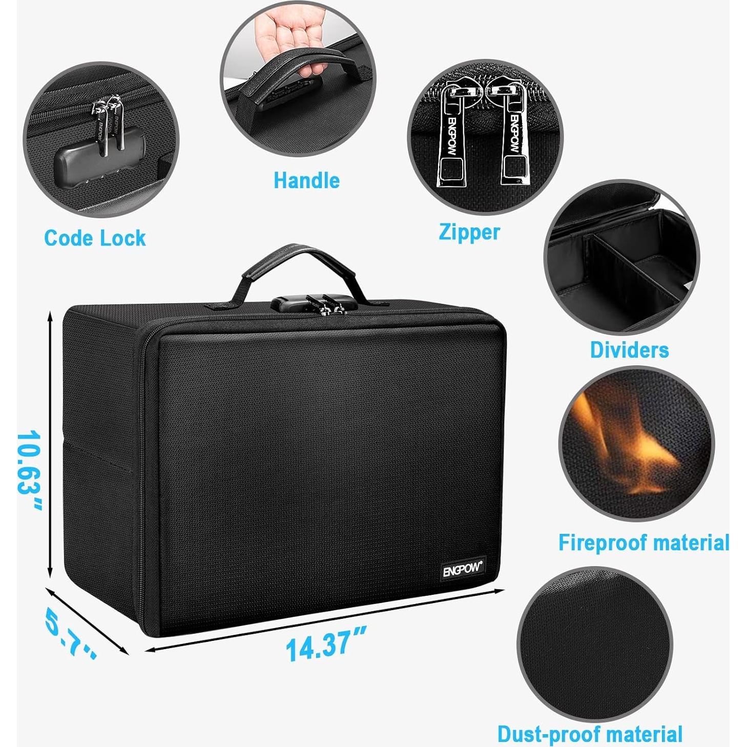 Caja de Almacenamiento de Fotos a Prueba de Fuego ENGPOW 36.4x27x15cm