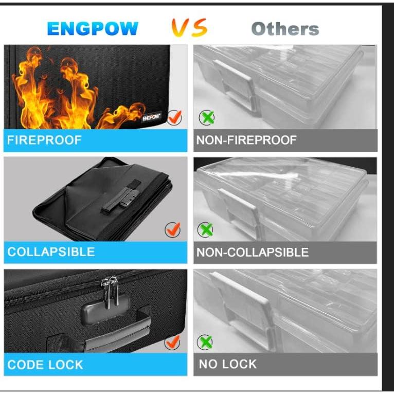 Caja de Almacenamiento de Fotos a Prueba de Fuego ENGPOW 36.4x27x15cm