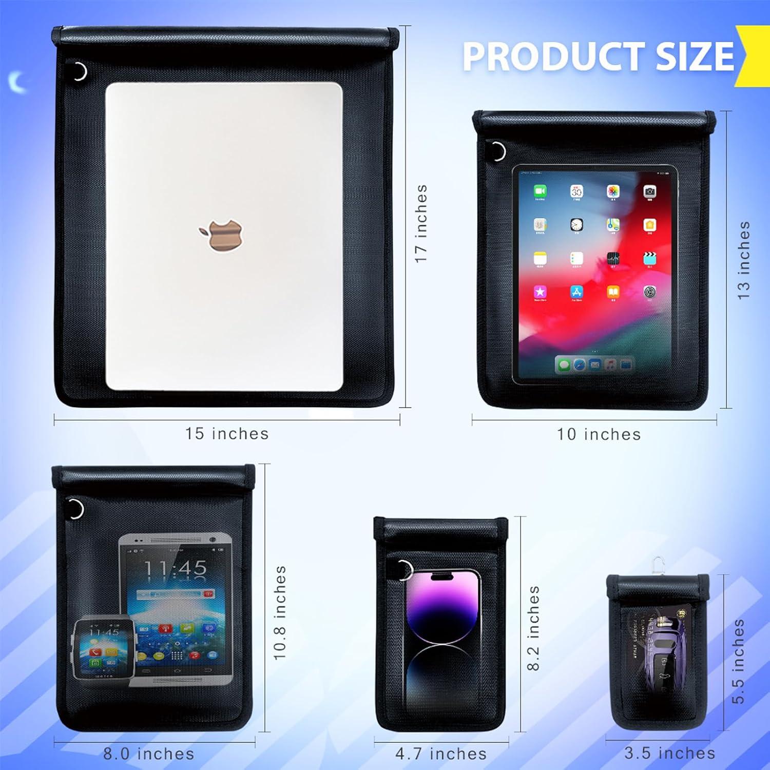 Bolsas Faraday MUBYE, Paquete de 5, Antirrobo y a Prueba de Fuego