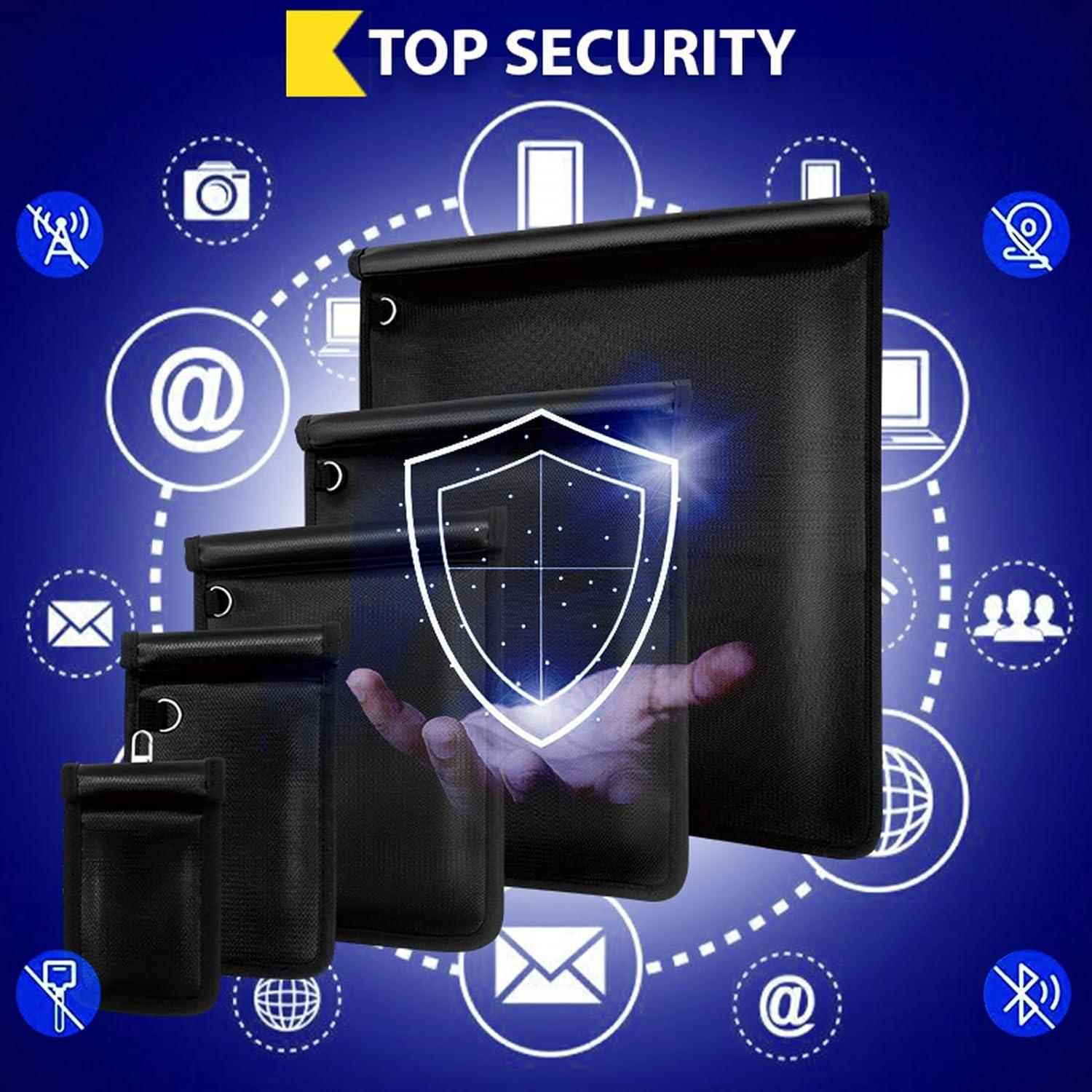 Bolsas Faraday MUBYE, Paquete de 5, Antirrobo y a Prueba de Fuego