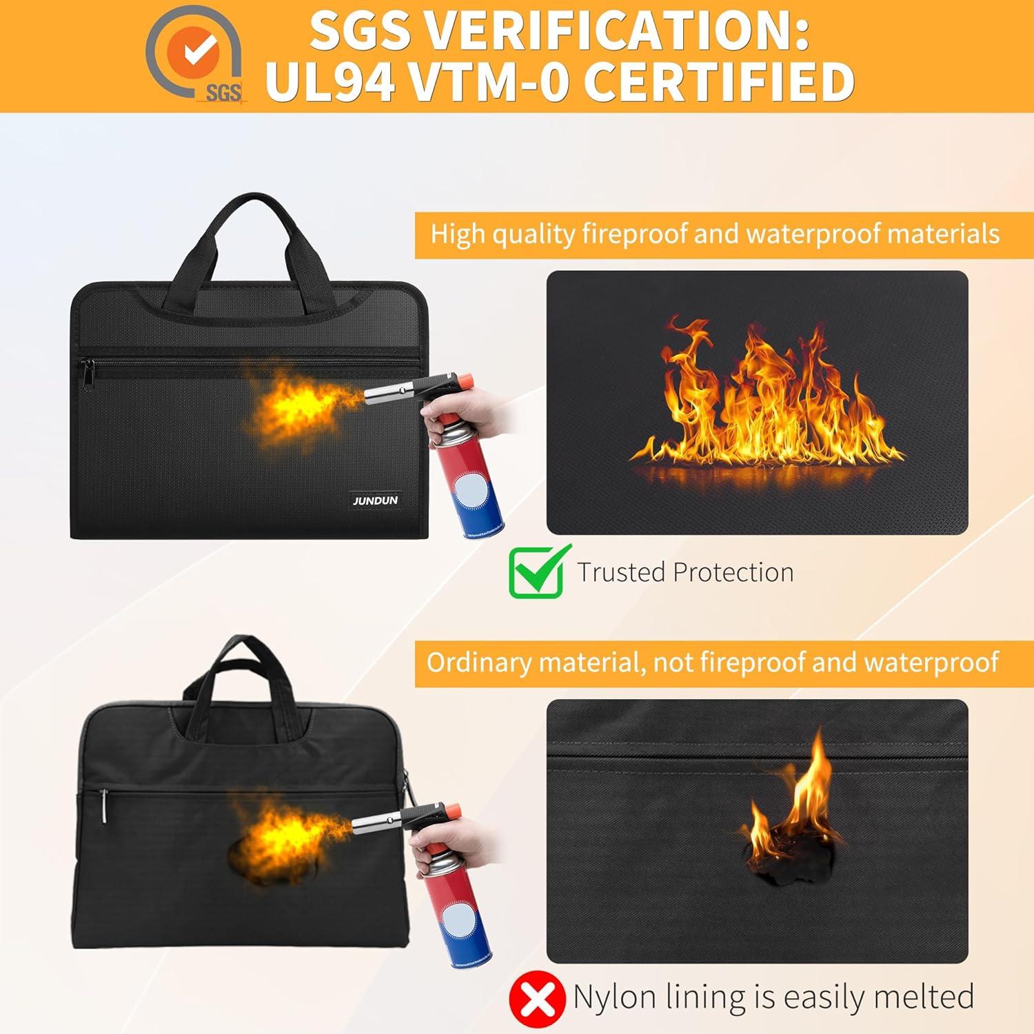 Organizador de Archivos Acordeón JUNDUN Negro a Prueba de Fuego 13 Bolsillos