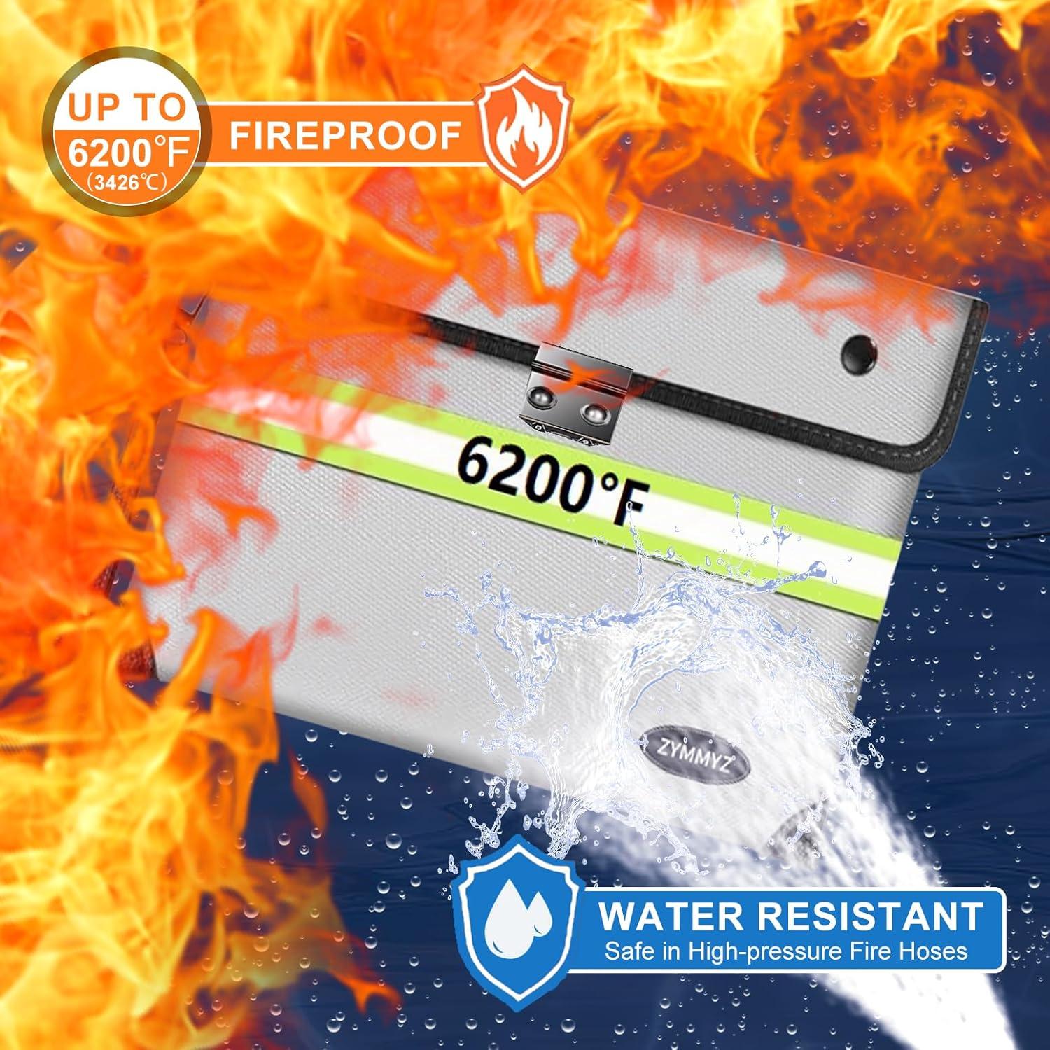 Bolsa de Documentos a Prueba de Fuego ZYMMYZ 6200°F Impermeable