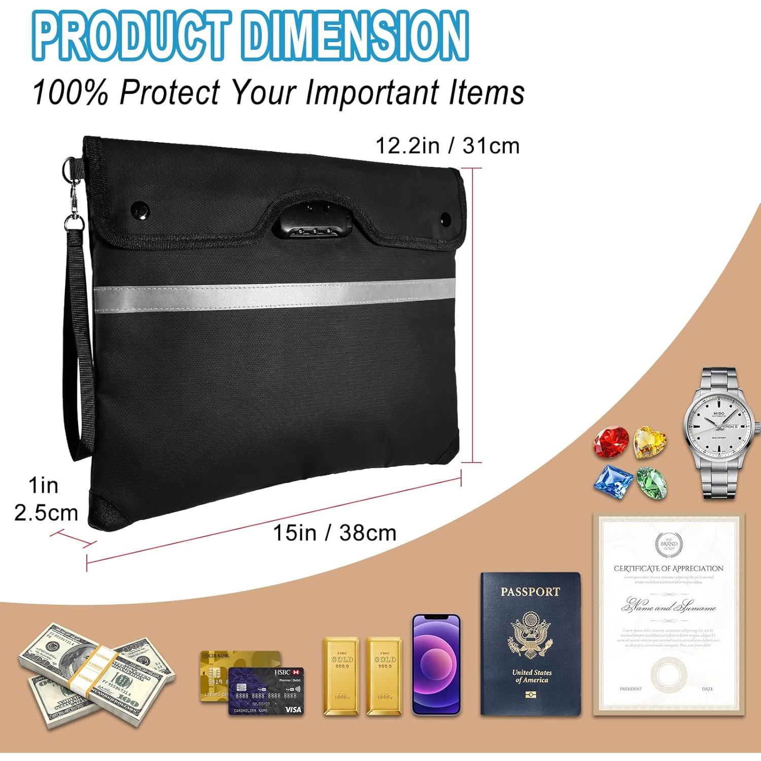 Bolsa de Dinero Resistente al Fuego HOMELYLIFE A4 6200°F