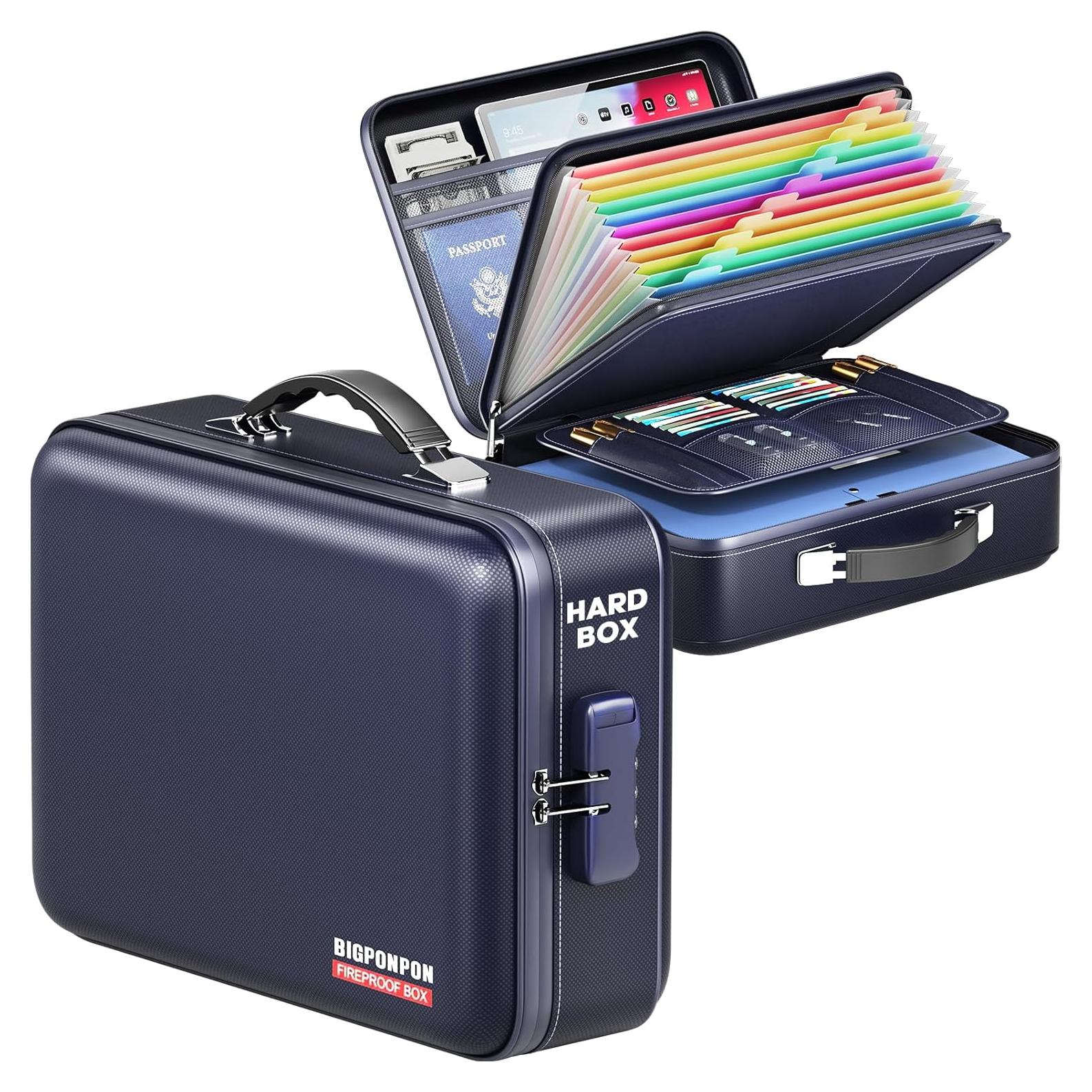 Caja de Documentos a Prueba de Fuego BigPonPon Azul 38.1x27.9cm